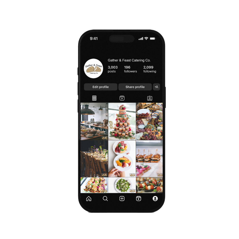 Main profile page for Gather & Feast