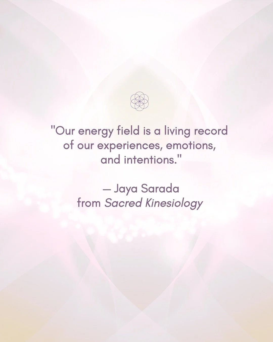 “Our energy field is a living record of our experiences, emotions, and intentions.” — Jaya Sarada, Sacred Kinesiology⠀
⠀
Every moment leaves an imprint on our energetic blueprint, shaping how we show up in the world. But here’