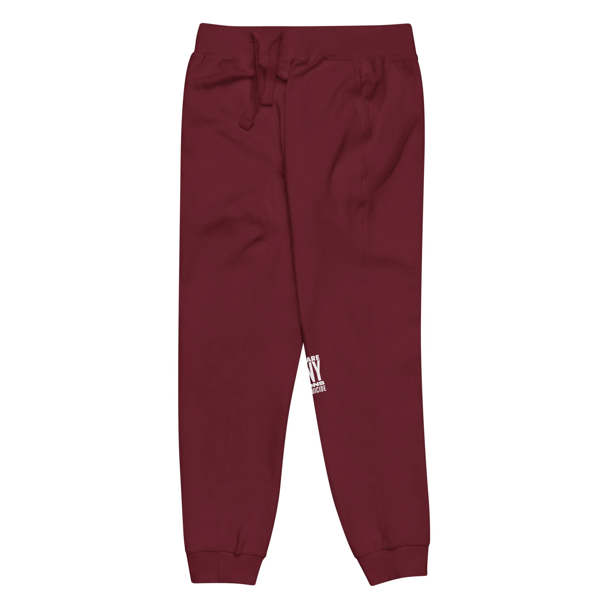 unisex-fleece-sweatpants-maroon-front-left-67b8dec0024ae.jpg