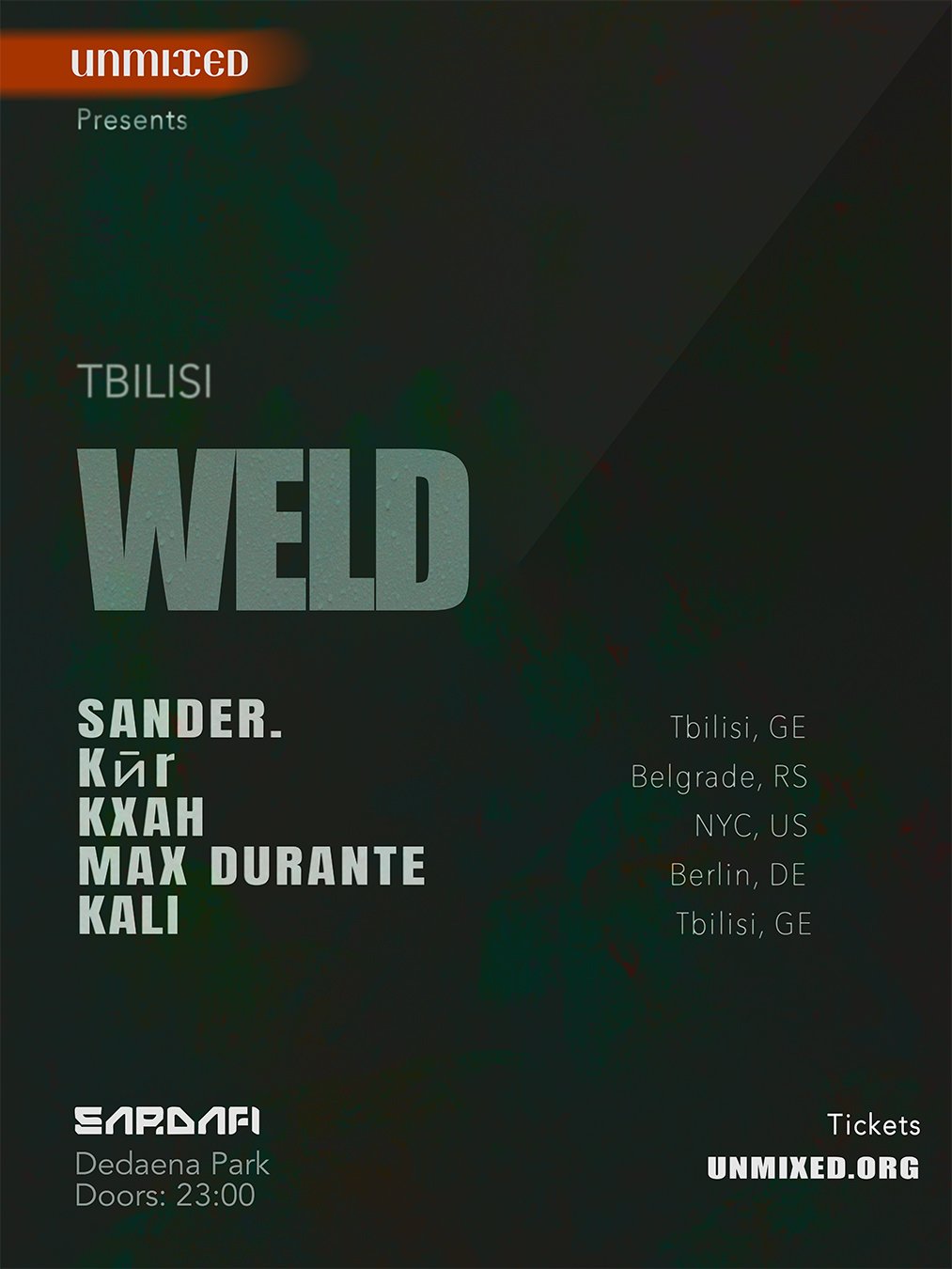 WELD flyer: Saturday 21 November, Tbilisi