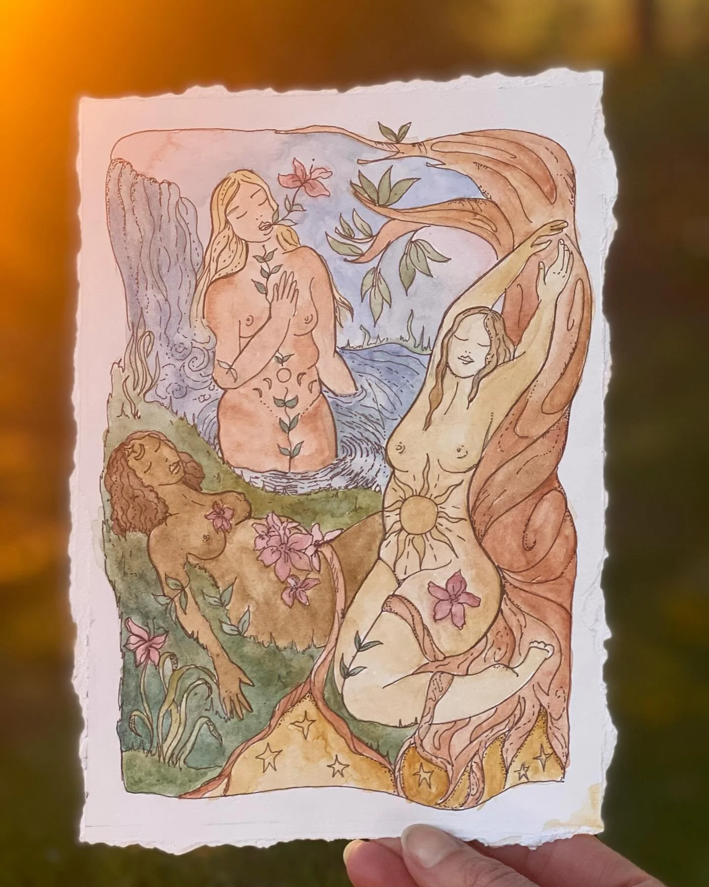 Original artwork in the sunset made for @caraburns__ for her affirmation deck ✨

Painted with natural handmade pigments. A project I loved working on and collaborating with Cara ✨

Something special is created in a collaboration, unique to the vision