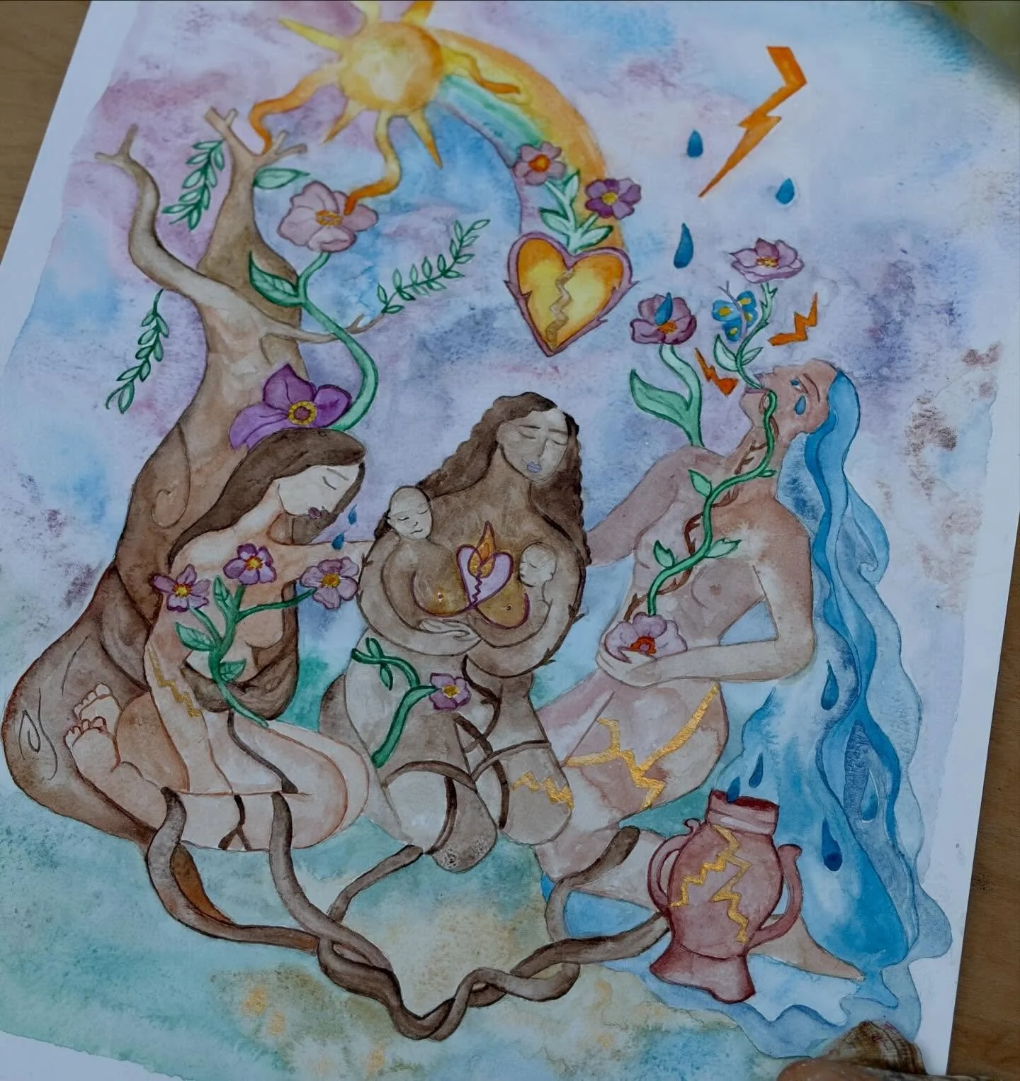 Painted Prayers
🌸 
This painting does have a name and a poem, however a few people who have seen it shared other meanings and connections to what they see, so I&rsquo;m sharing just the painting for now to leave it open to interpretation. Feel free 