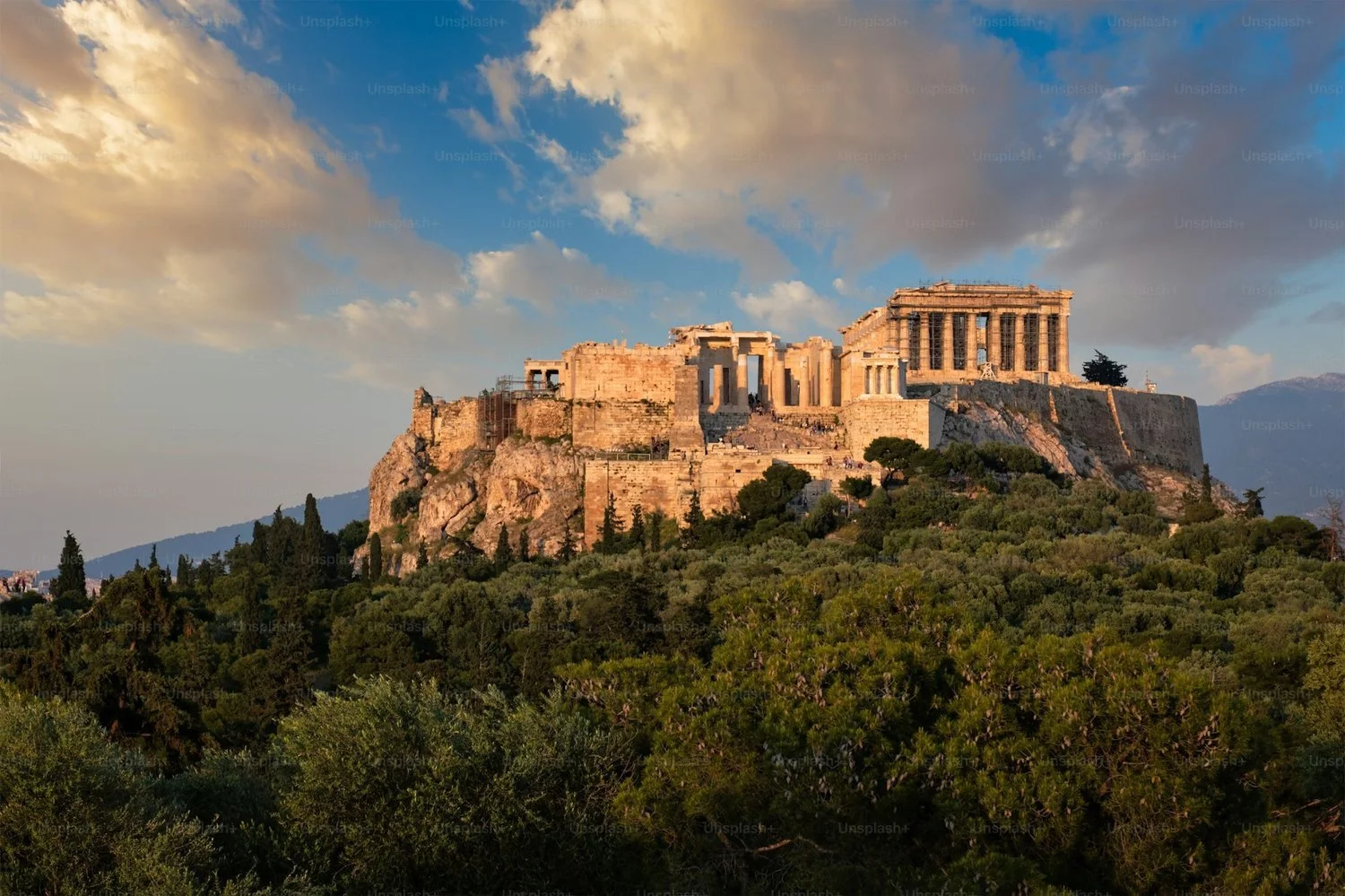 The Acropolis at golden hour Athens Greece