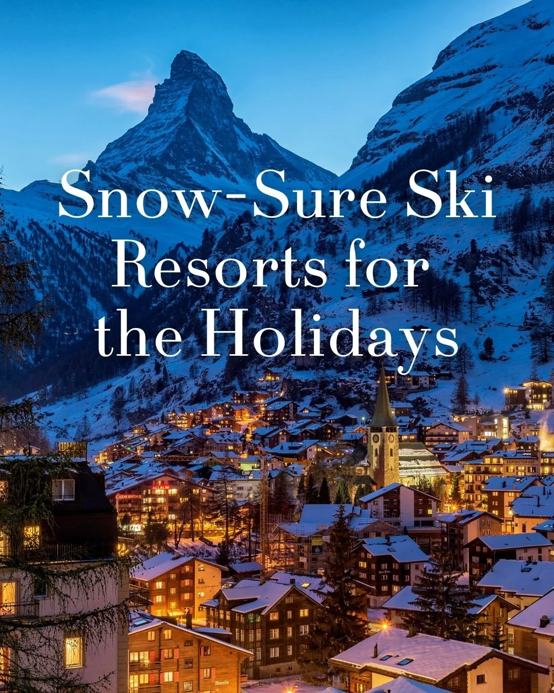 ❄️圣诞节最可靠的滑雪胜地❄️
计划圣诞滑雪之旅？您需要三样要素：丰沛积雪、明媚阳光和品质可靠的酒店。以下是推荐目的地：

🇨🇭 瑞士采尔马特——冰川滑雪胜地，积雪有保障，气候宜人