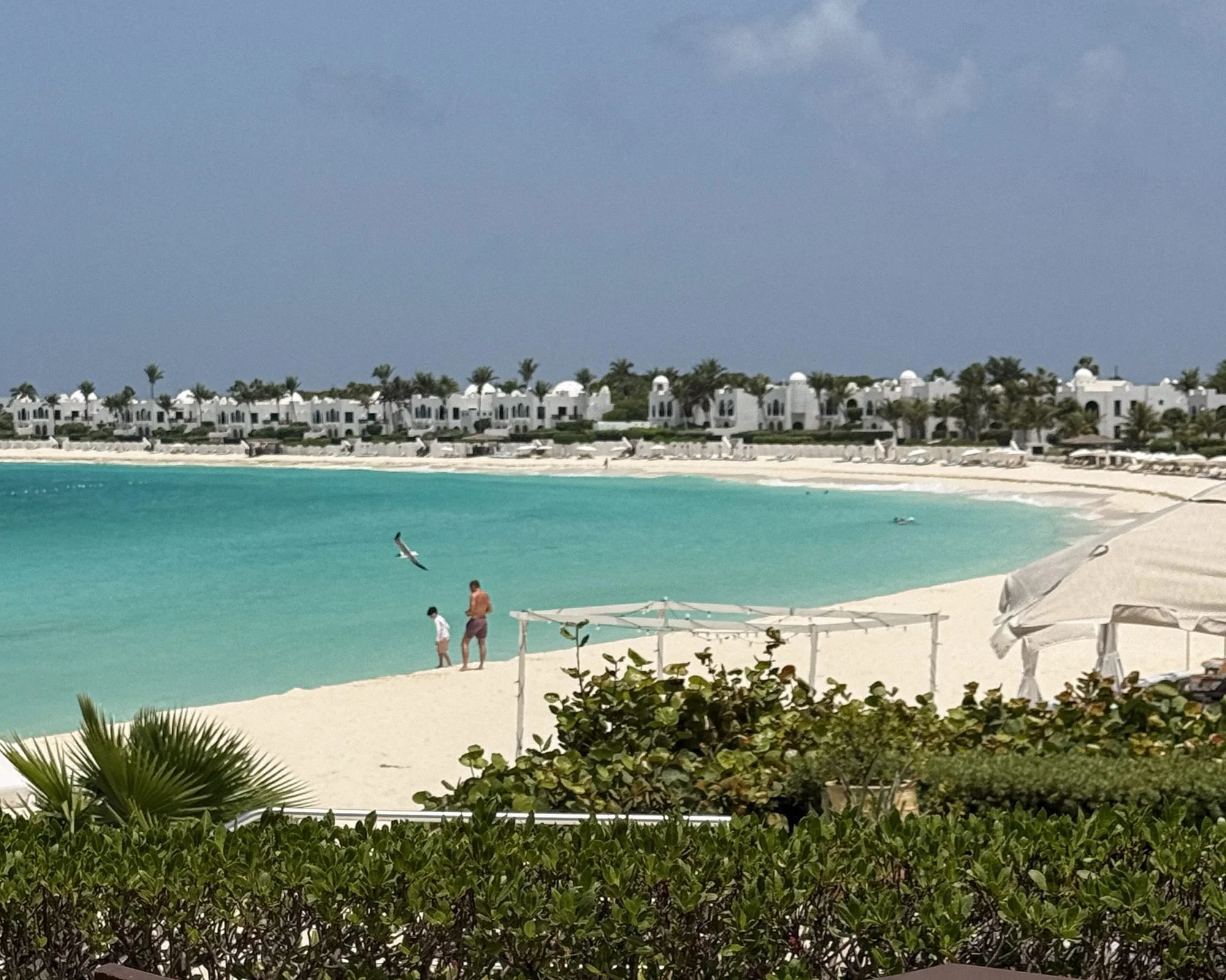 Maundays Bay beach and white villas at Cap Juluca Anguilla