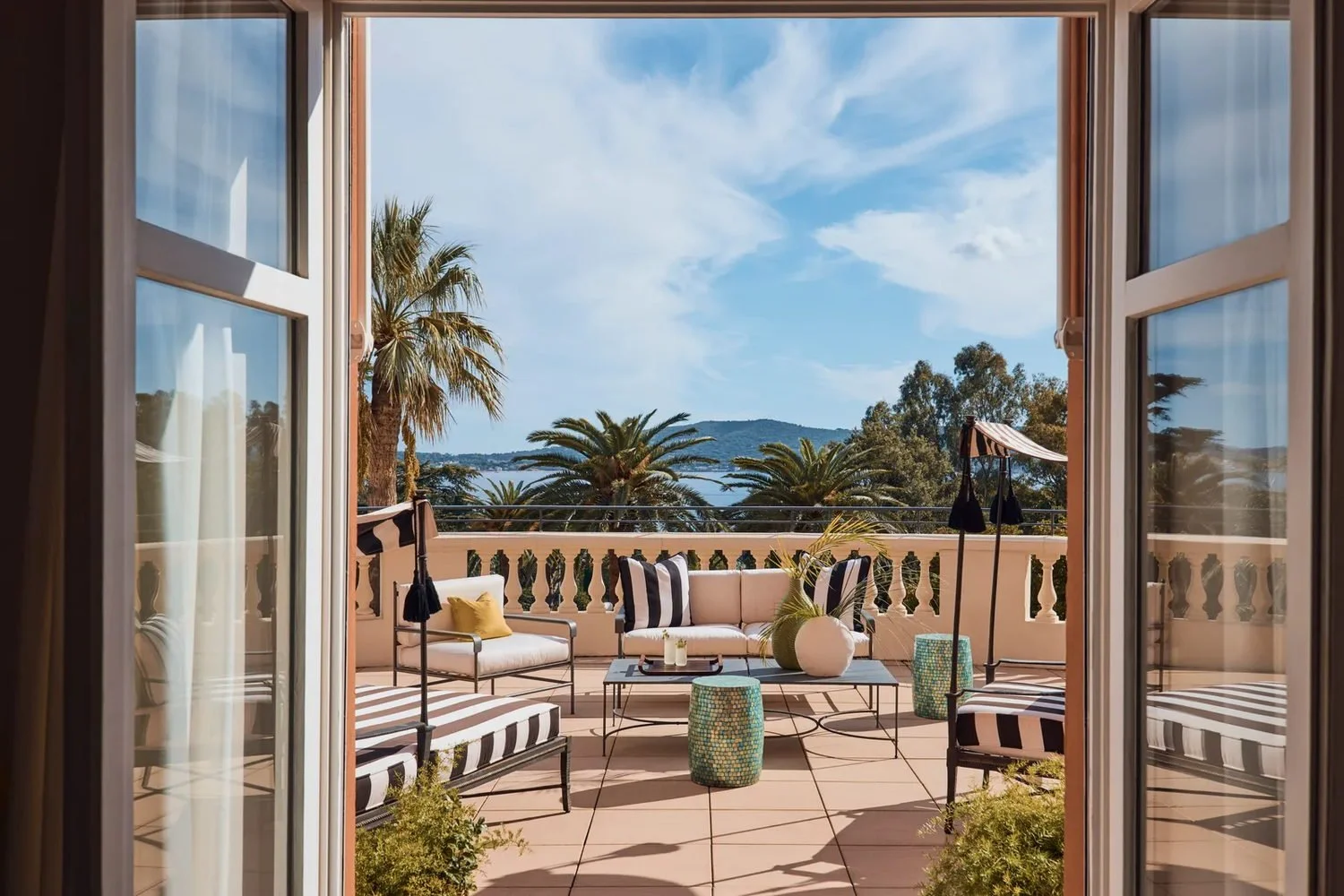 Belle Époque facade and ten acres of terraced gardens running to the Gulf of Saint-Tropez at COMO Le Beauvallon