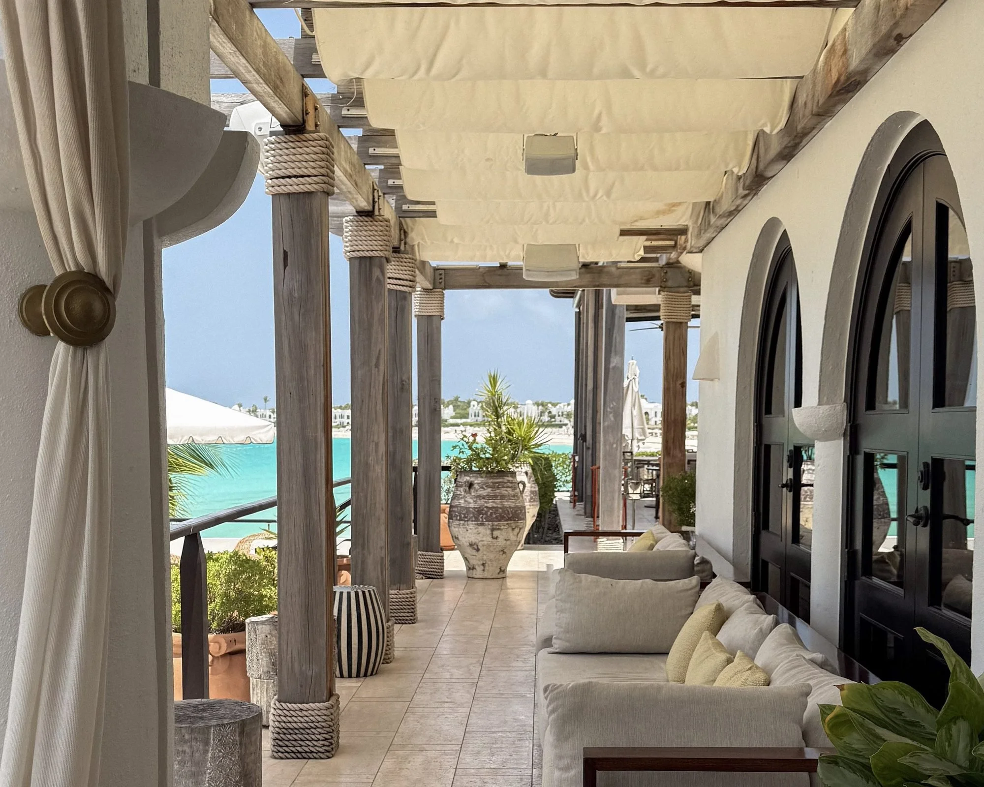 Cap Juluca lobby arches framing Maundays Bay in Anguilla