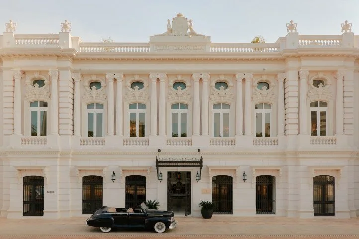 Restored historic facade of Four Seasons Hotel and Residences Cartagena in Getsemani, Colombia