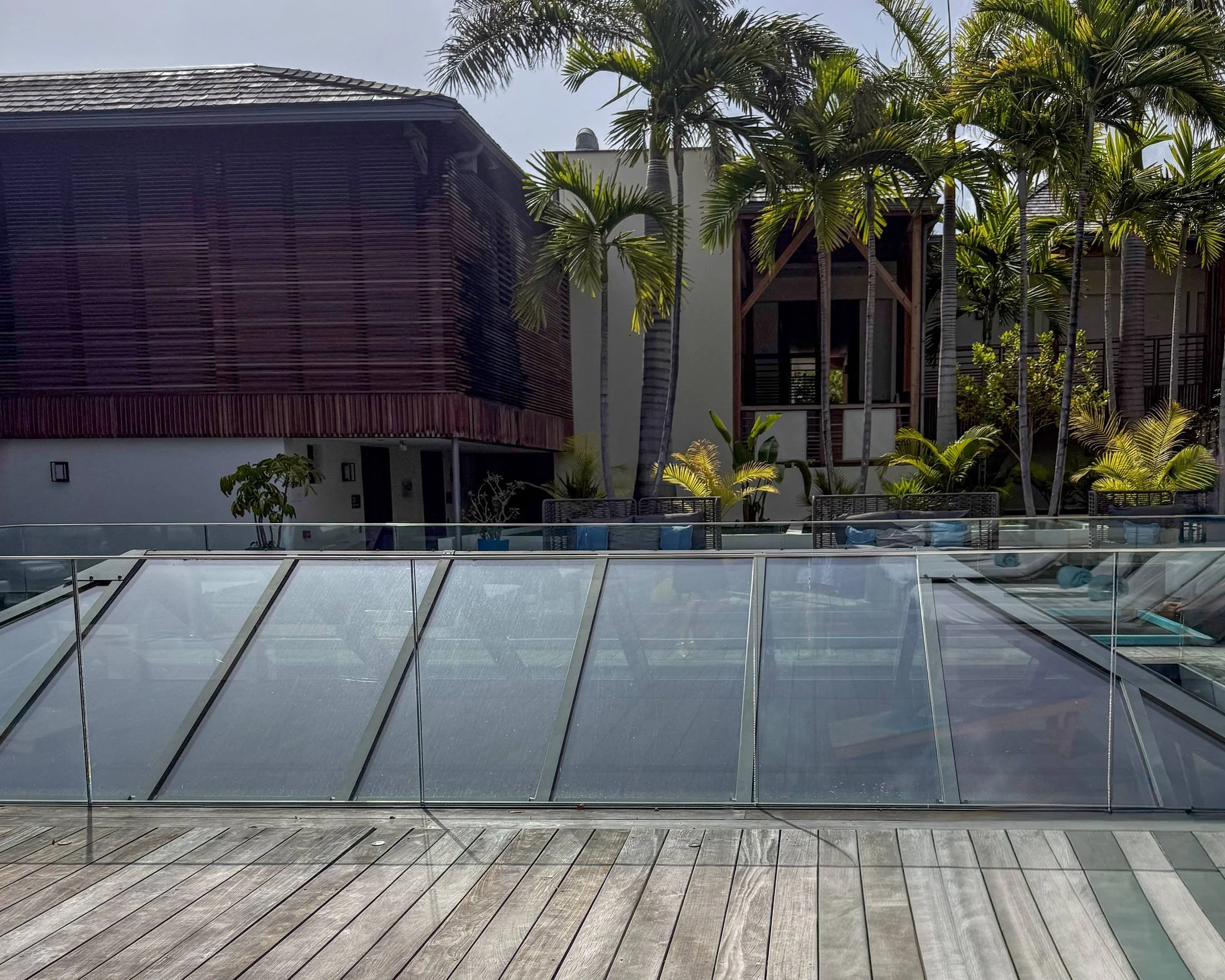 Glass roof above the underground La Mer spa at Le Barthélemy St. Barth