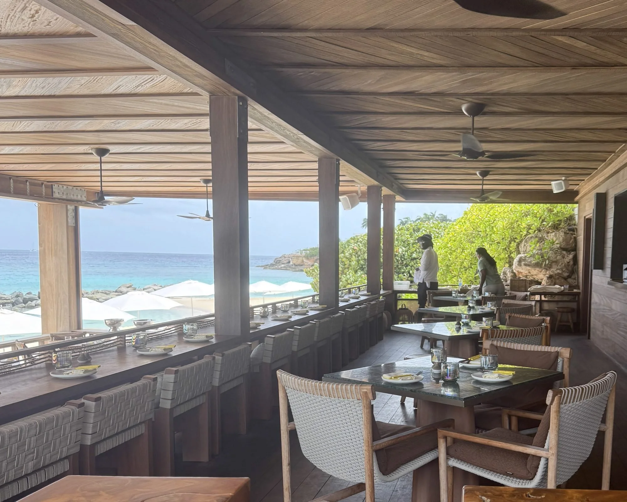 Expanded outdoor restaurant dining area at Lima-Limon in Four Seasons Anguilla