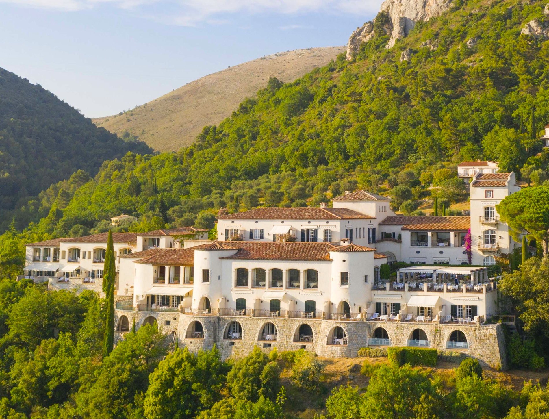 Château Saint-Martin & Spa on its hillside above Vence with terraced arches below