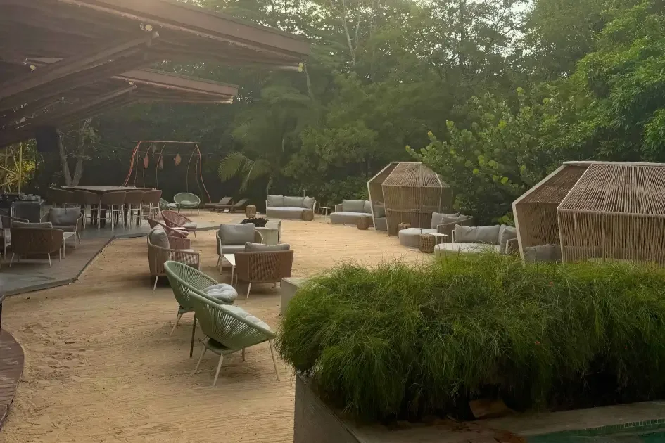 Open-air dining and beach club lounge at Zona Azul, W Costa Rica Reserva Conchal
