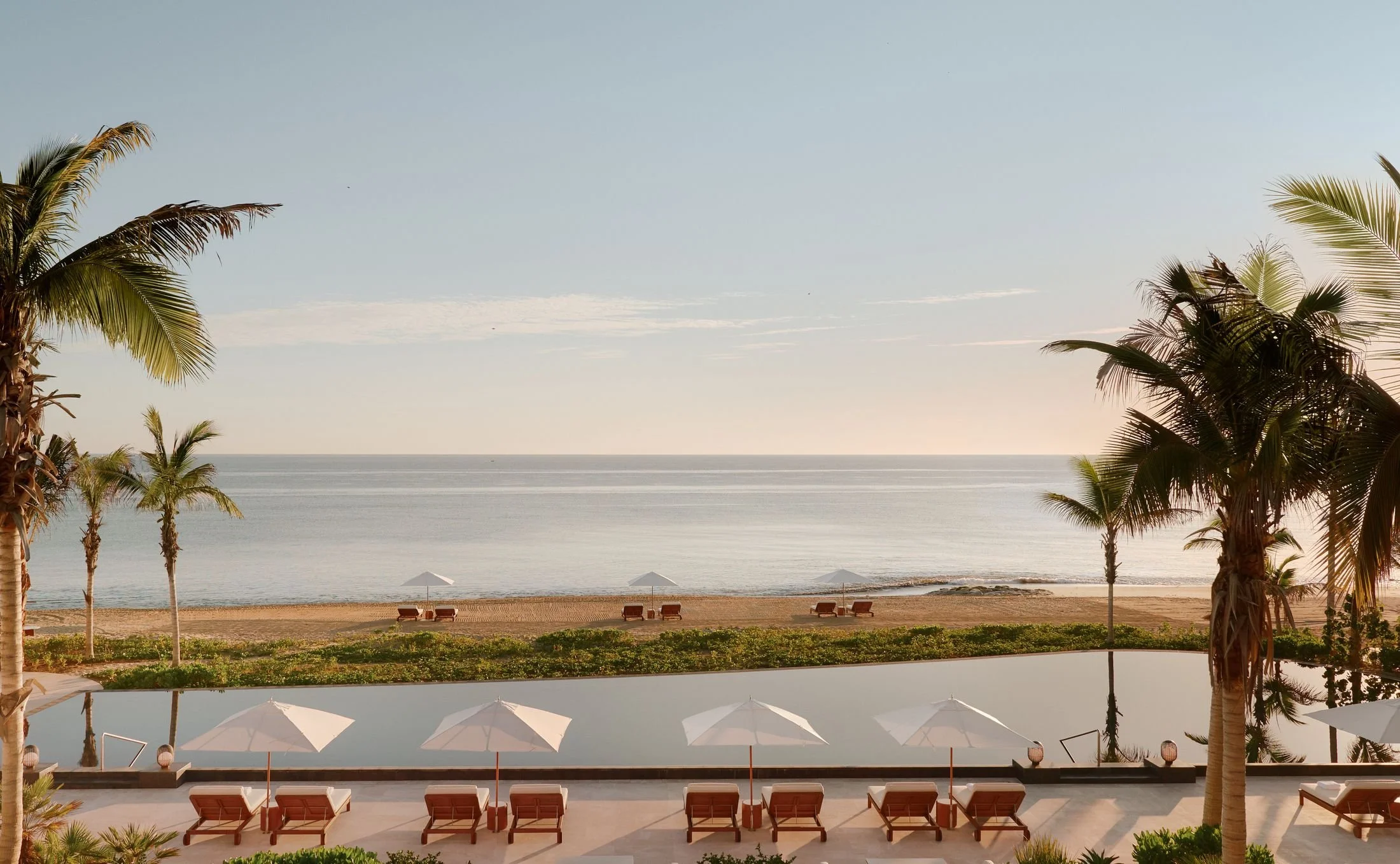 Pool and loungers looking out to the Sea of Cortez at Amanvari on Baja California East Cape