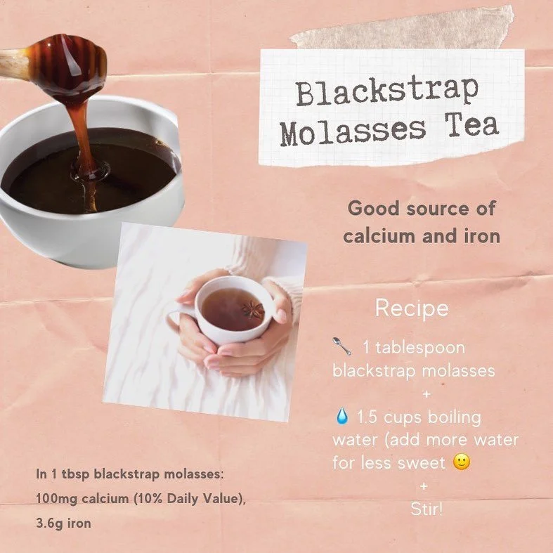 Blackstrap molasses is a great source of calcium, iron, and magnesium. It&rsquo;s on the Calcium Foods list from my previous post. Note that molasses has a similar sugar content to regular white sugar and honey- it&rsquo;s more of a treat than a dail