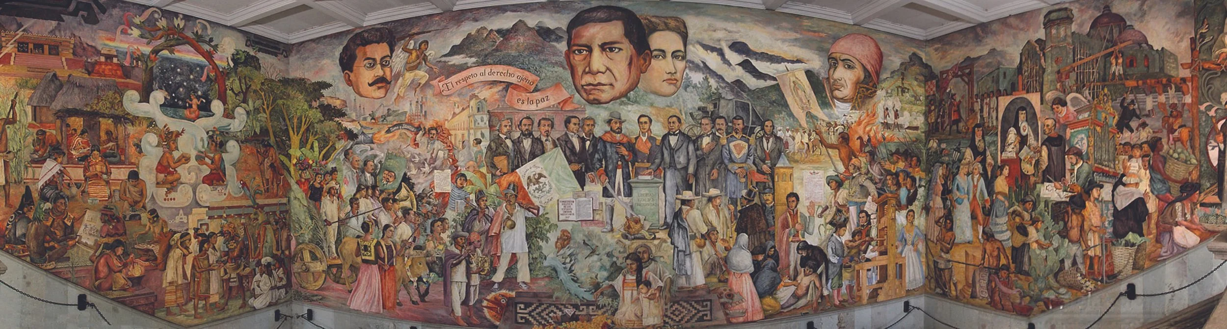 Arturo García Bustos’ mural, “Oaxaca en la historia y en el mito,” was completed in 1980 in the Palacio de Gobierno in Oaxaca City, Mexico.