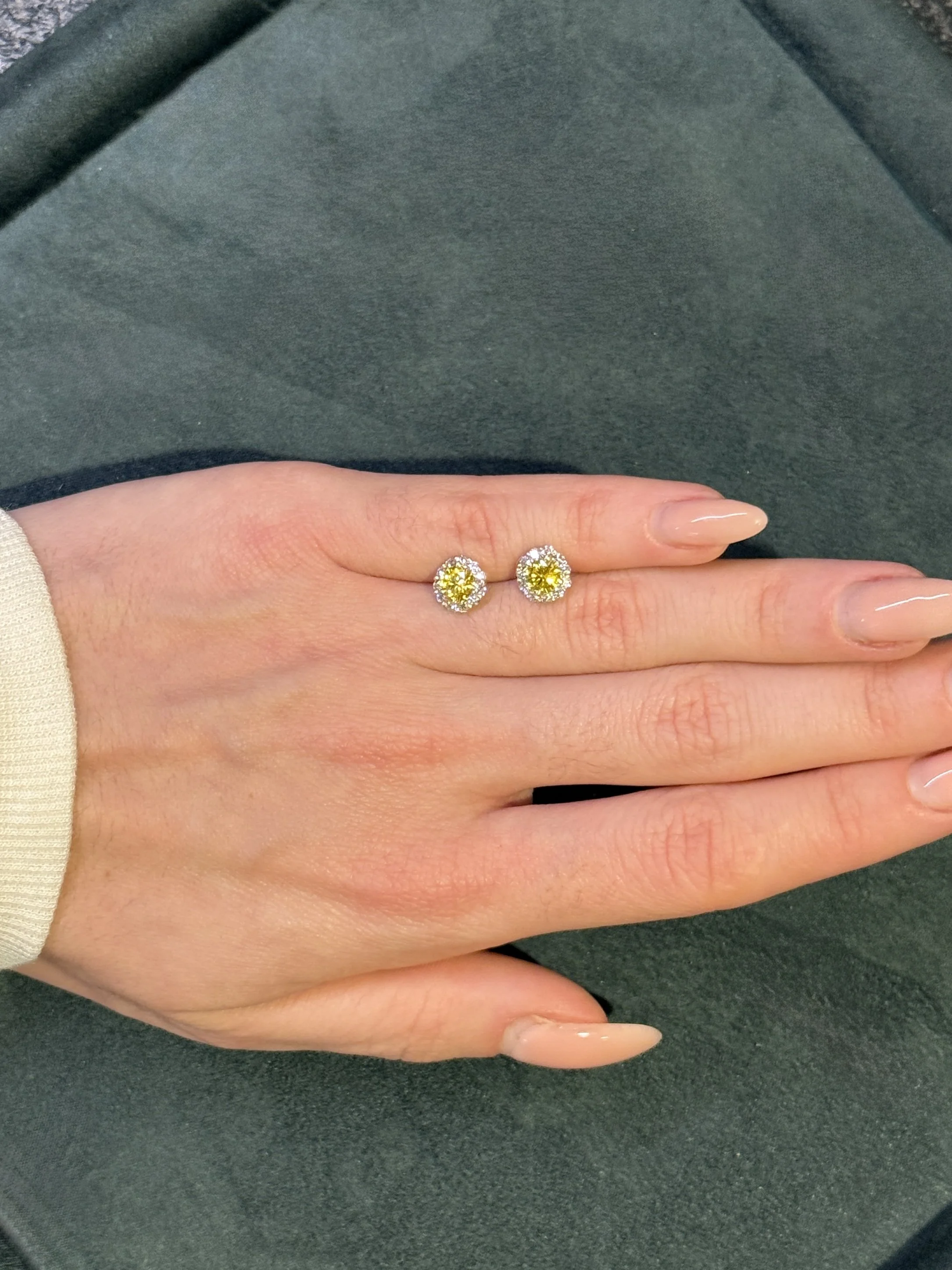 Yellow Lab Diamond Halo Earrings