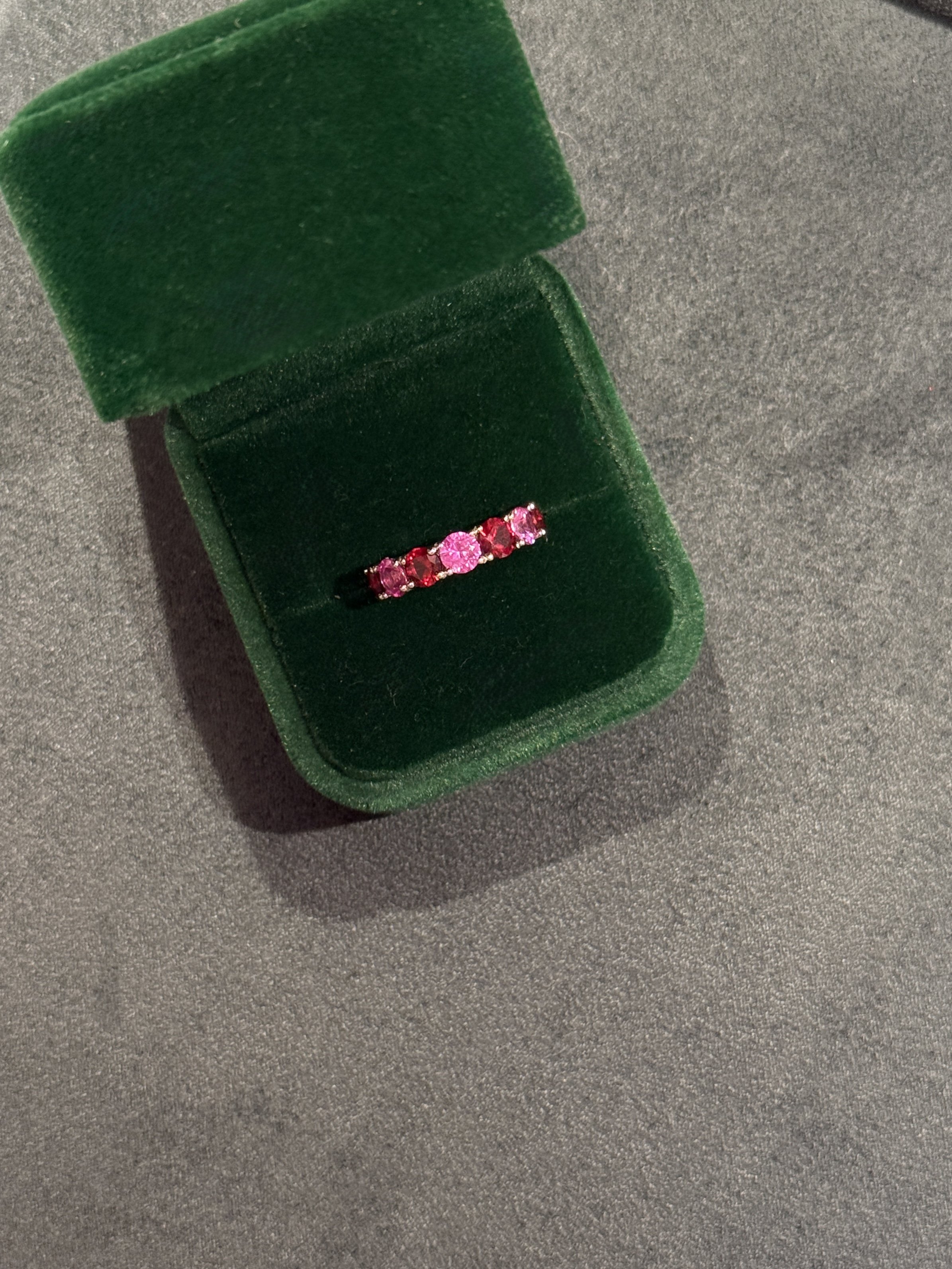 Red Pink Sapphire Half Eternity Band