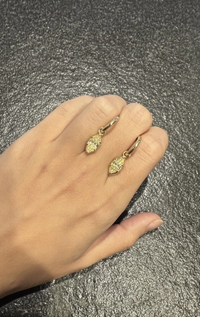 Yellow Lab Diamond Dangle Earrings