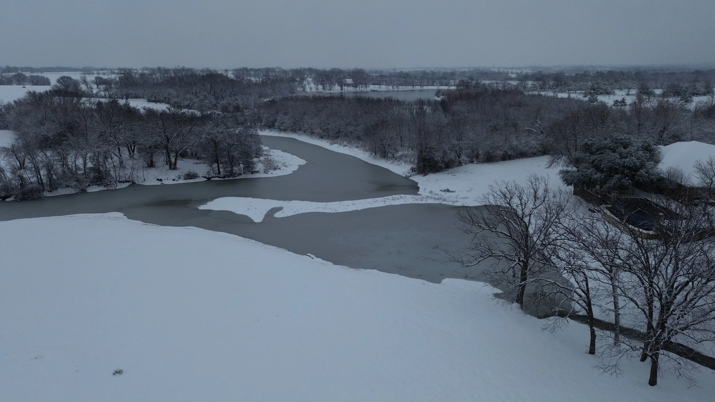 Snow in Celina, Texas 