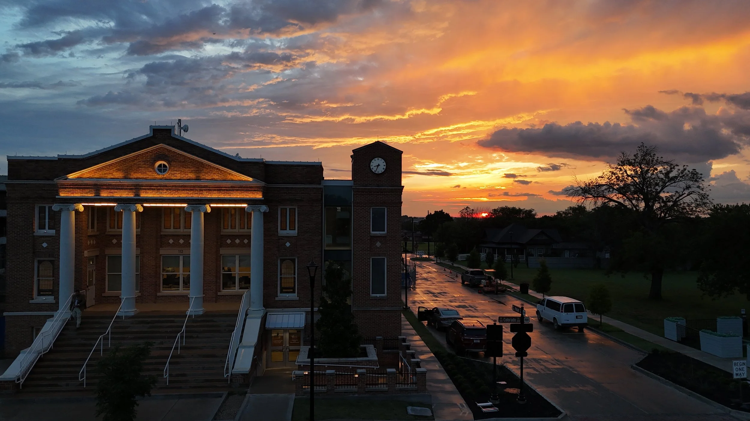 Sunset at Celina City Hall

