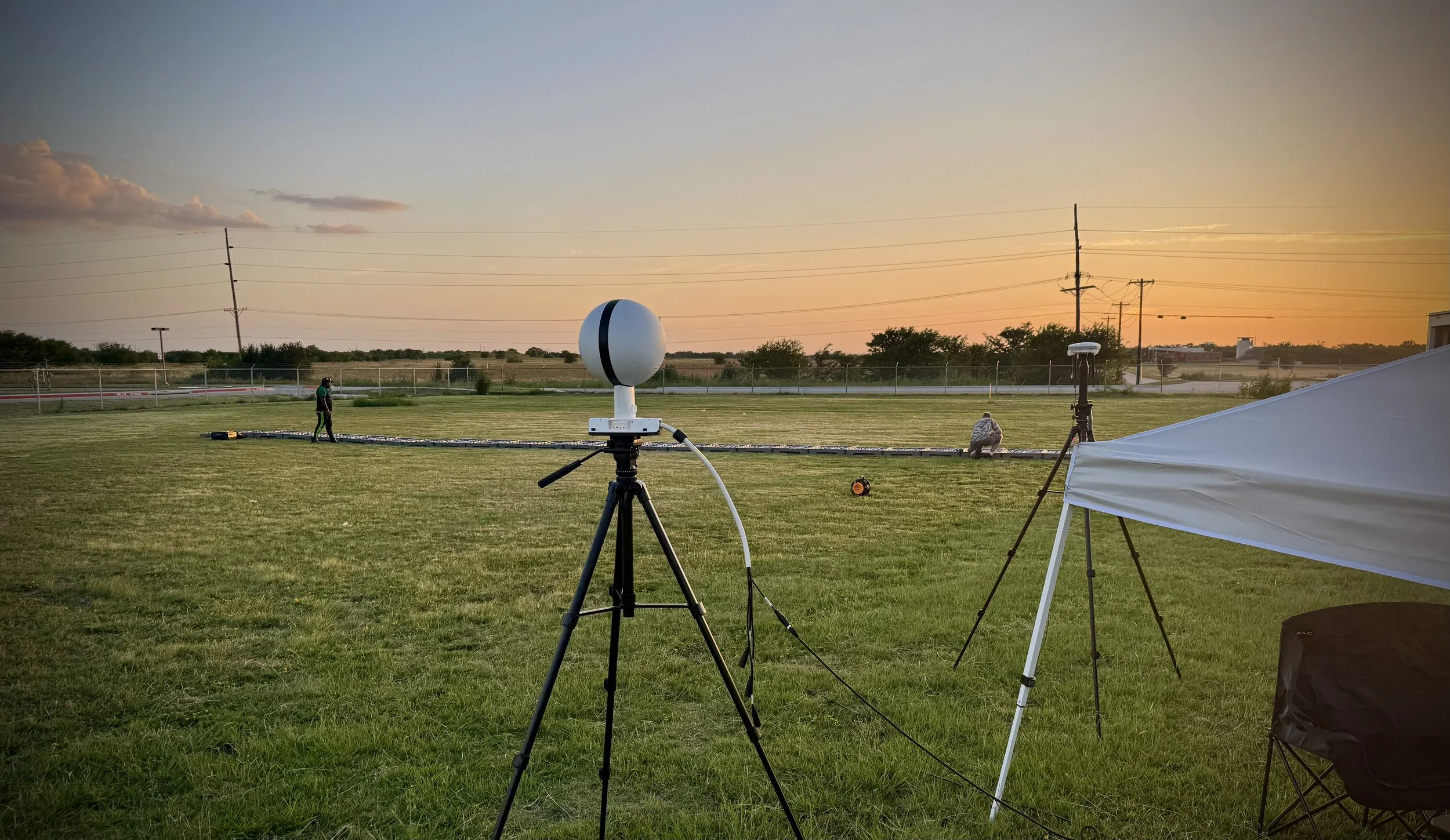 Drone show setup in Greenville, Texas