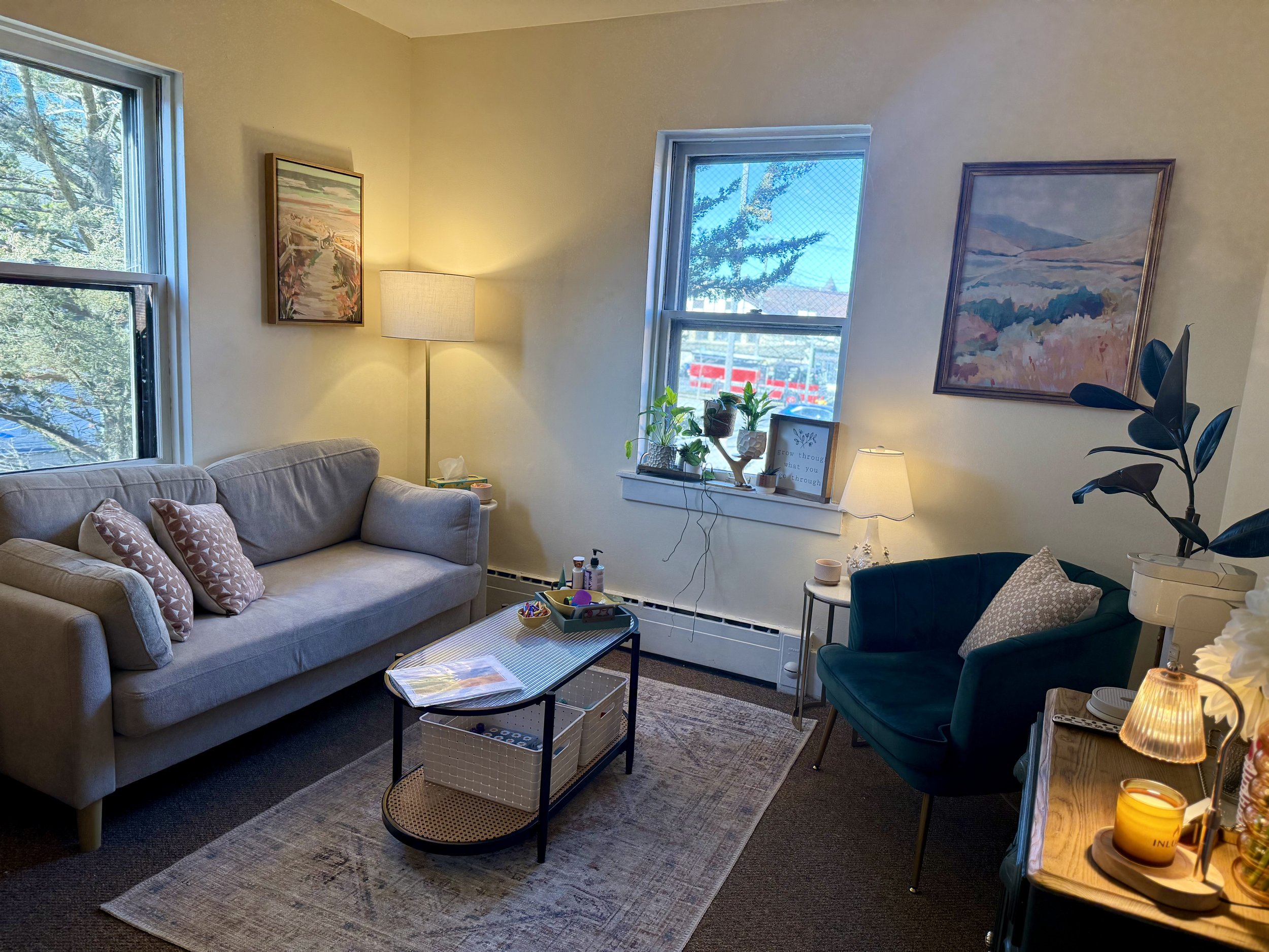 Office seating area at Weber Therapy and Consulting, in Geneva IL