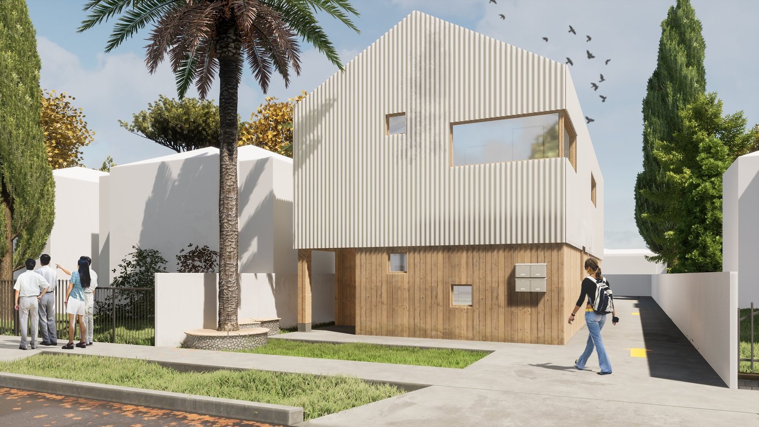 84th Street — fourplex front elevation, Inglewood