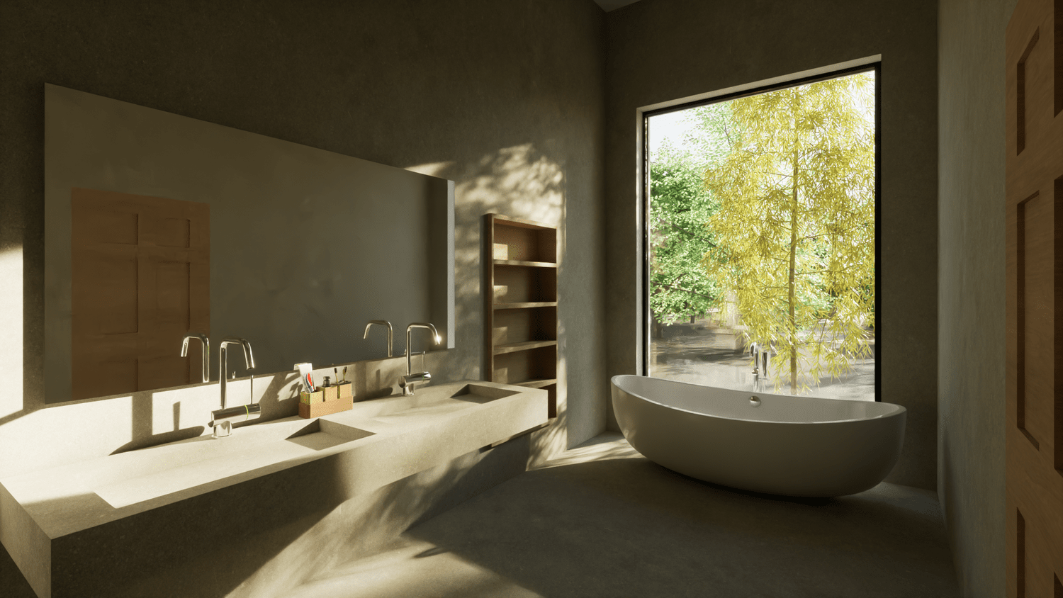 Villa Olio — view framing the olive trees