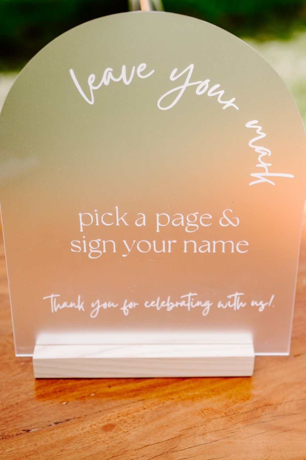 "leave your mark" guest book sign