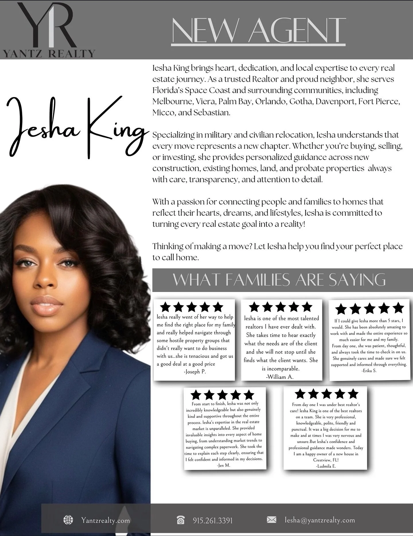 Big News at Yantz Realty!

We&rsquo;re thrilled to officially welcome @ieshaking.homelife to the Yantz Realty family!

With a strong background in law and government contracting, and over 23 years as a military spouse, Iesha brings a world of experie