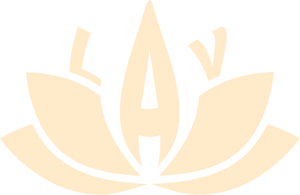 A stylized, minimalist illustration of a lotus flower with soft, beige petals.