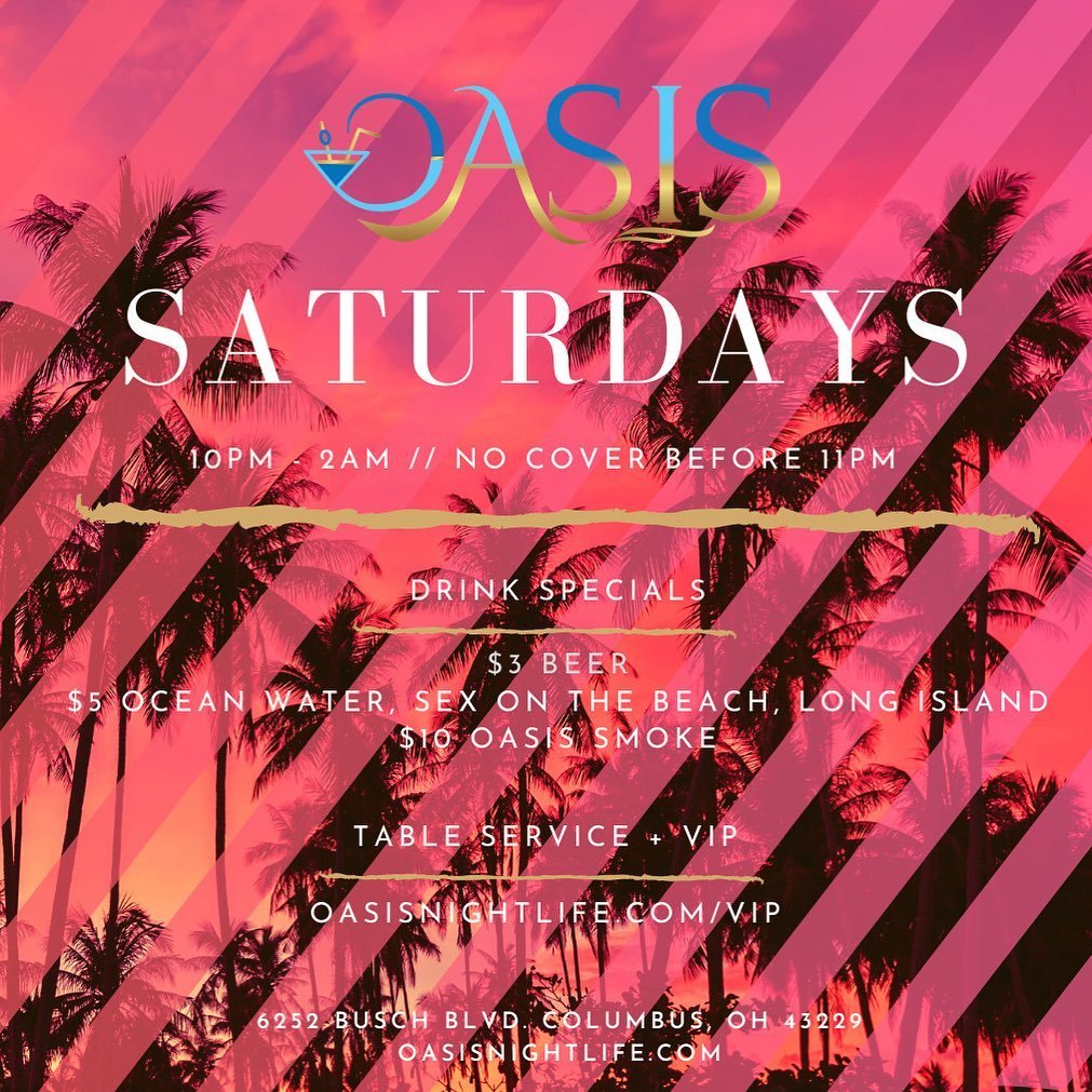 SEE Y&rsquo;ALL THIS SATURDAY - FREE ENTRY before 11pm - $3 Beer 🍻$5 Ocean Water 🌊 Sex On The Beach 🏖 Long Island 🍹#OasisSaturdays #OasisNights