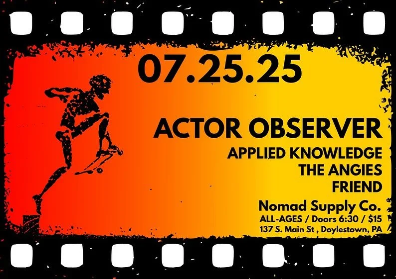 The weekend will be here soon. Up first, Friday, we’ll be at @nomad_supply_co with @actorobserver @deathtotheangies and @friend.phl
This is gonna be one hellava show!!
Swipe to follow the rest of our adventures for this weekend!
ALL AGES!
#