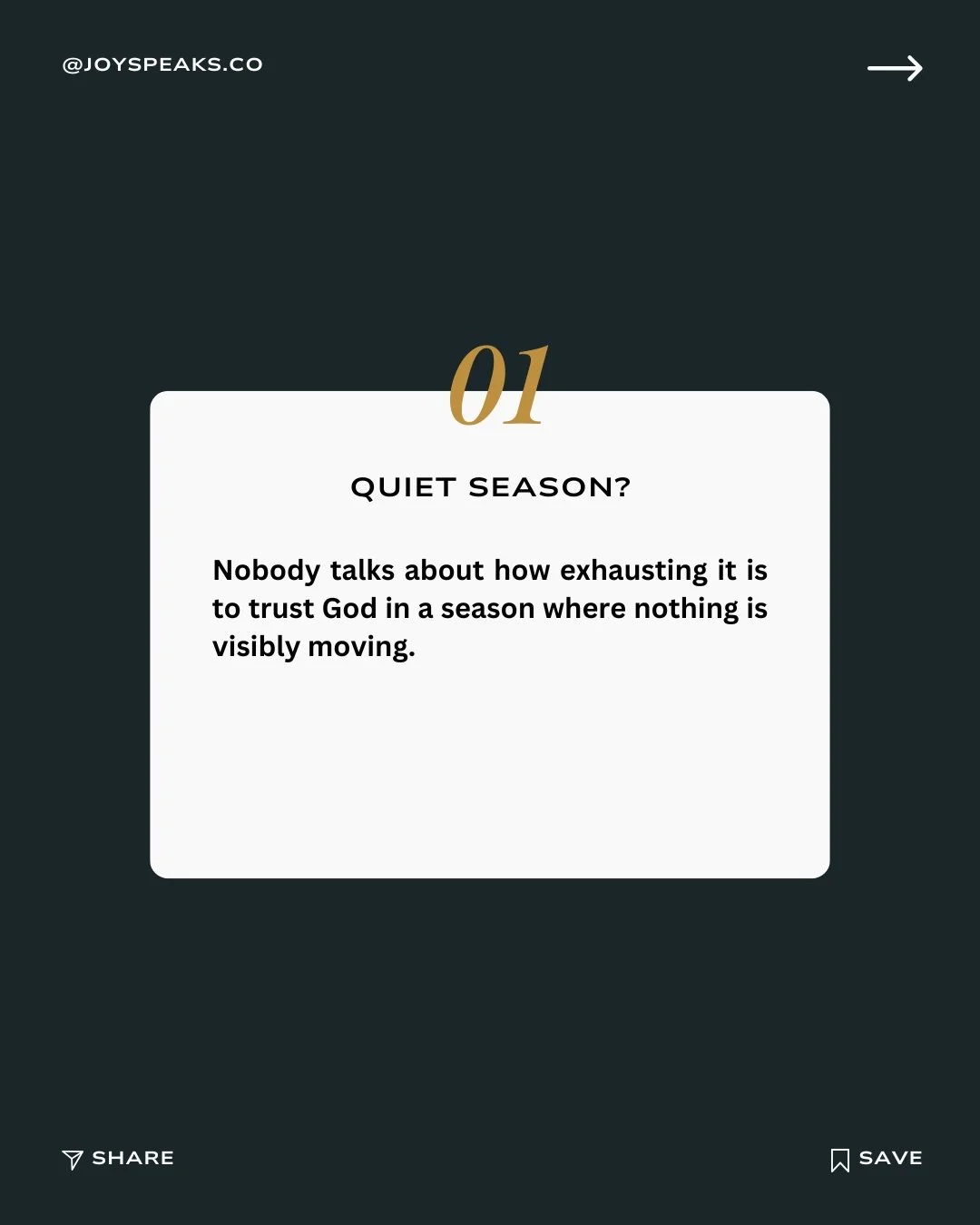 Quiet seasons can feel painful.

There was a time I remember working so hard at previous jobs, doing the right thing in relationships &amp; being the best version of myself day in and out, just to not get the proper recognition for it. It did not hel