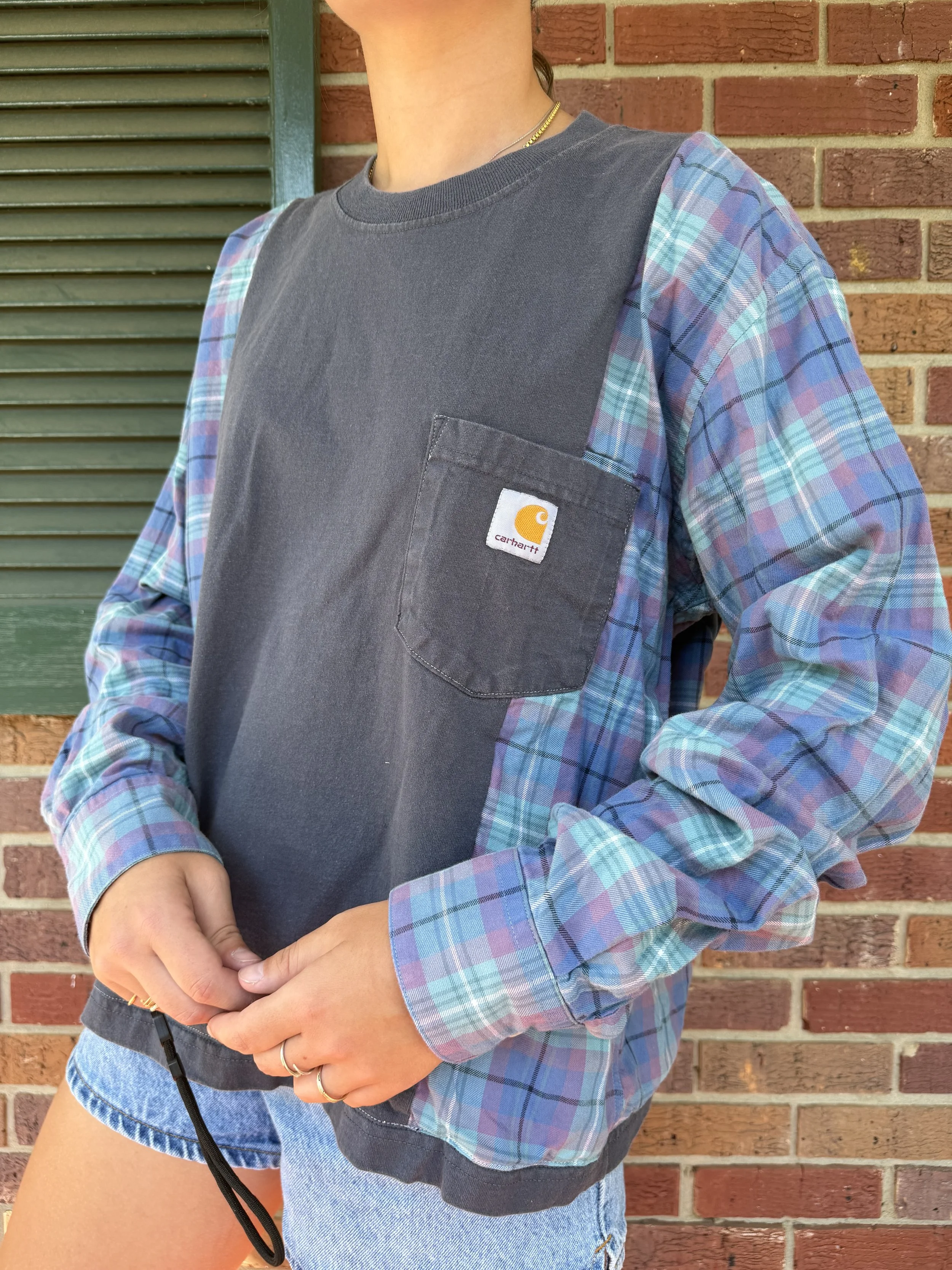 Carhartt x Flannel Rework (Navy/Purple) - ~L