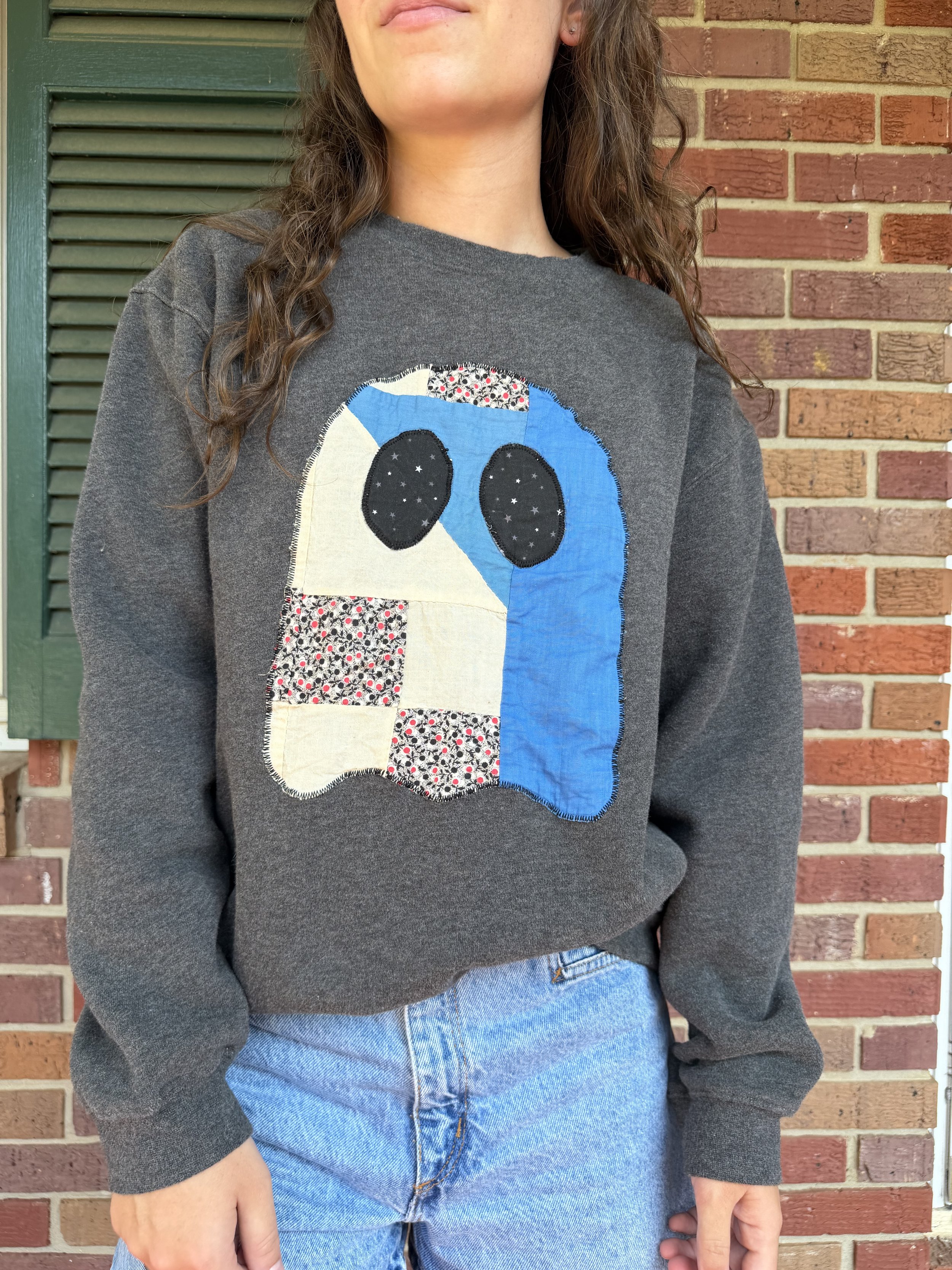 Quilt Ghost Sweatshirt (Dark Grey/Blue) - M