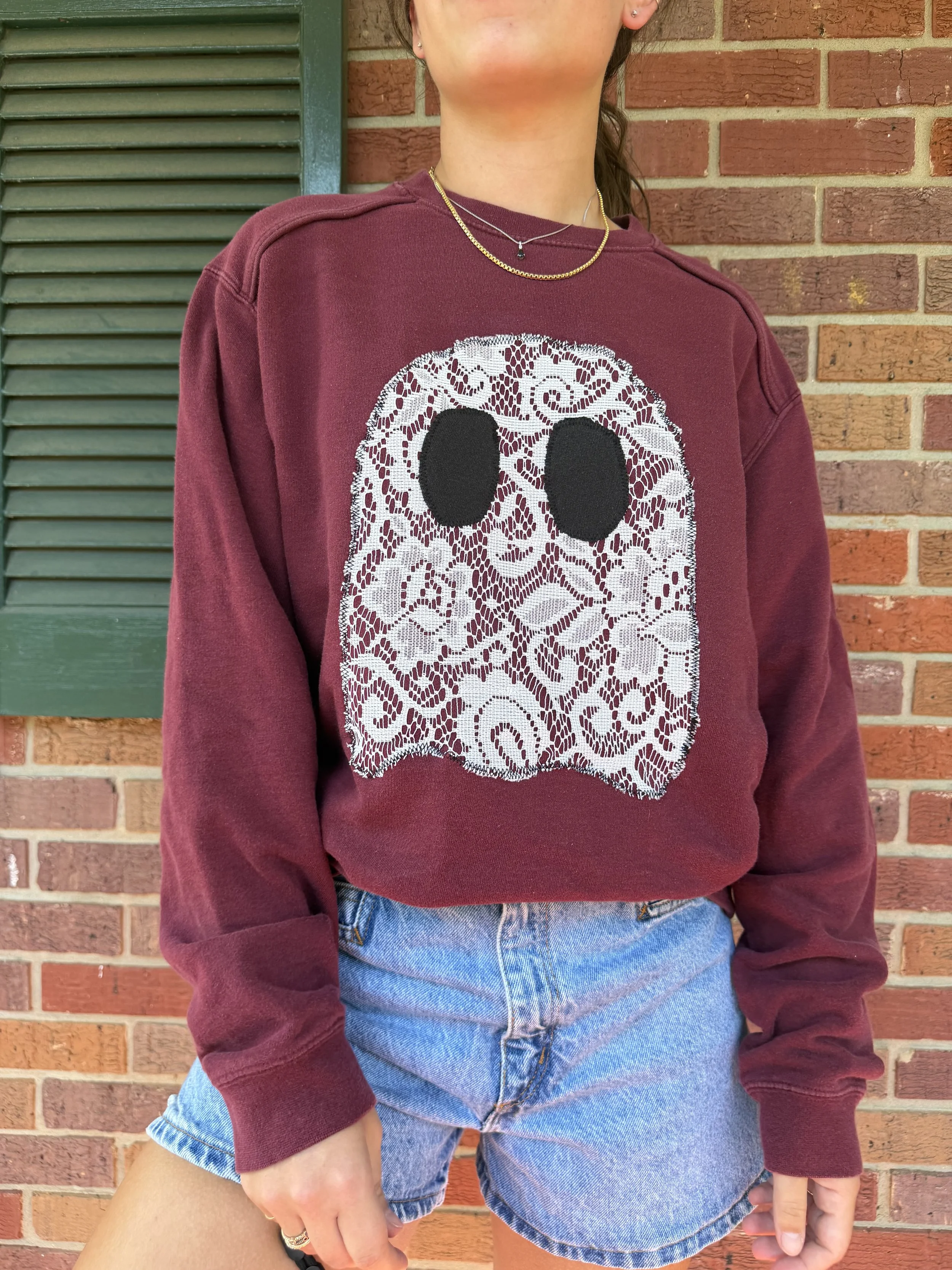 Lace Ghost Sweatshirt (Maroon) - M