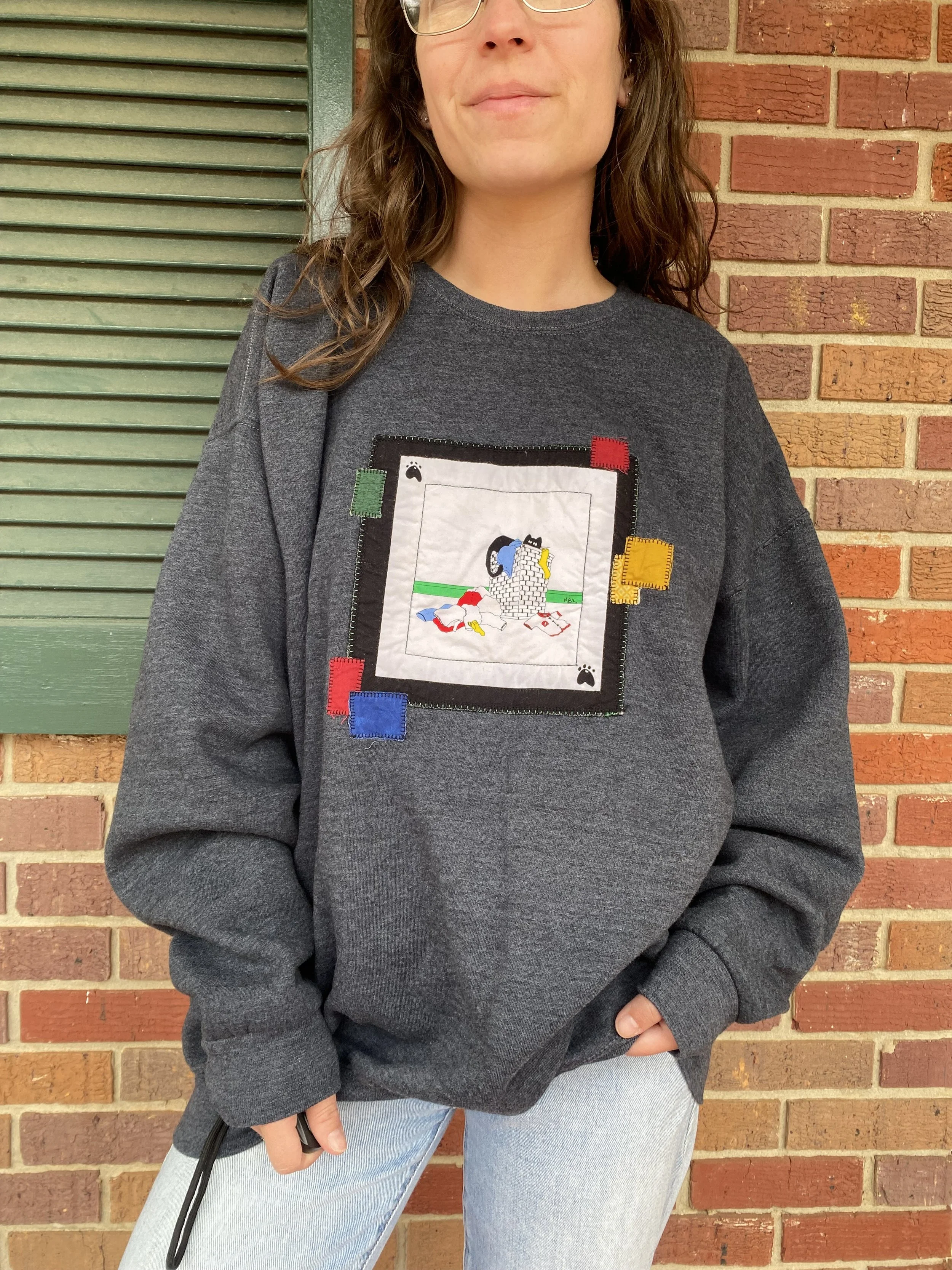 Laundry Cat Sweatshirt Rework - 2XL