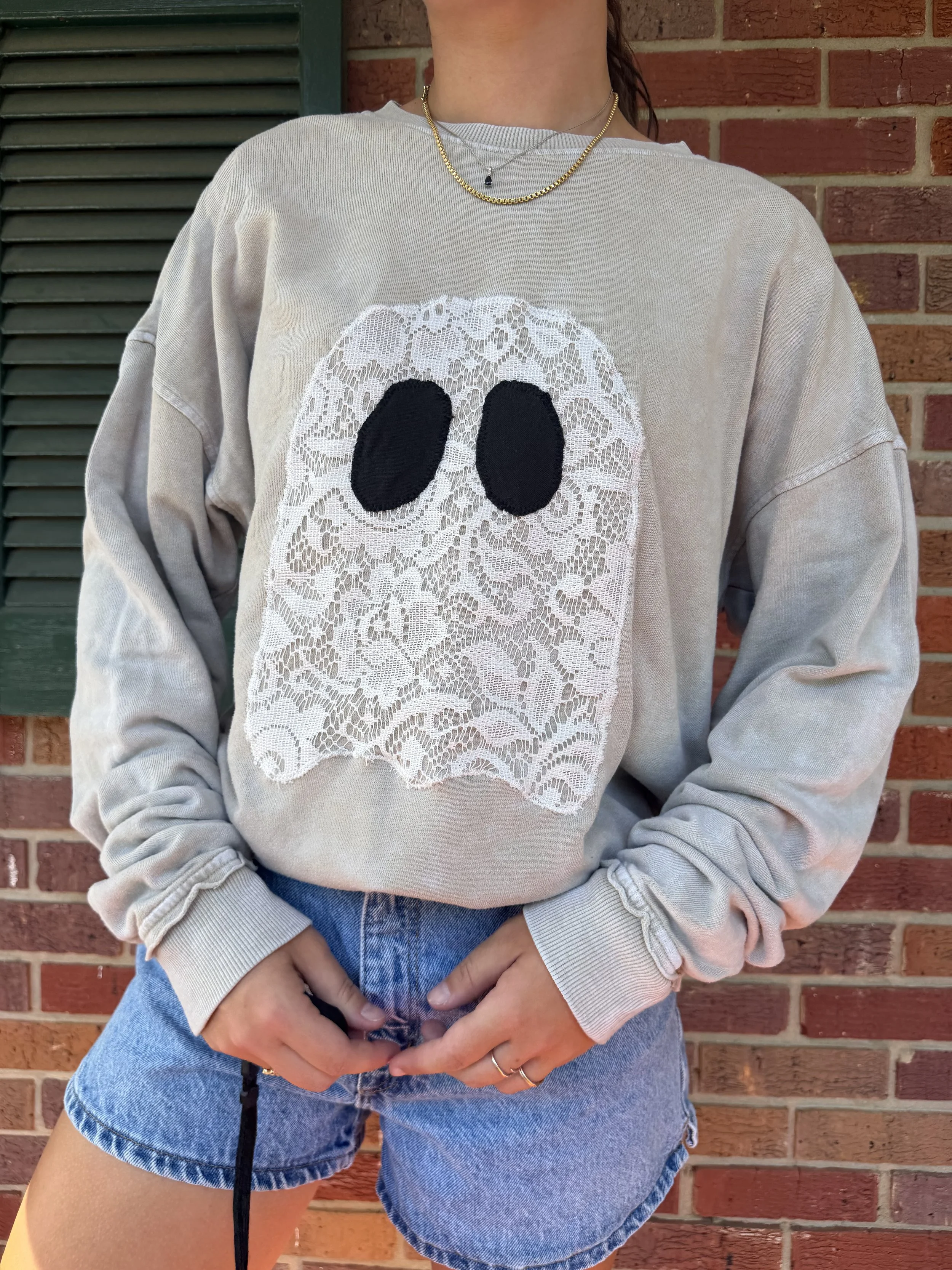 Lace Ghost Sweatshirt (Tan) - M