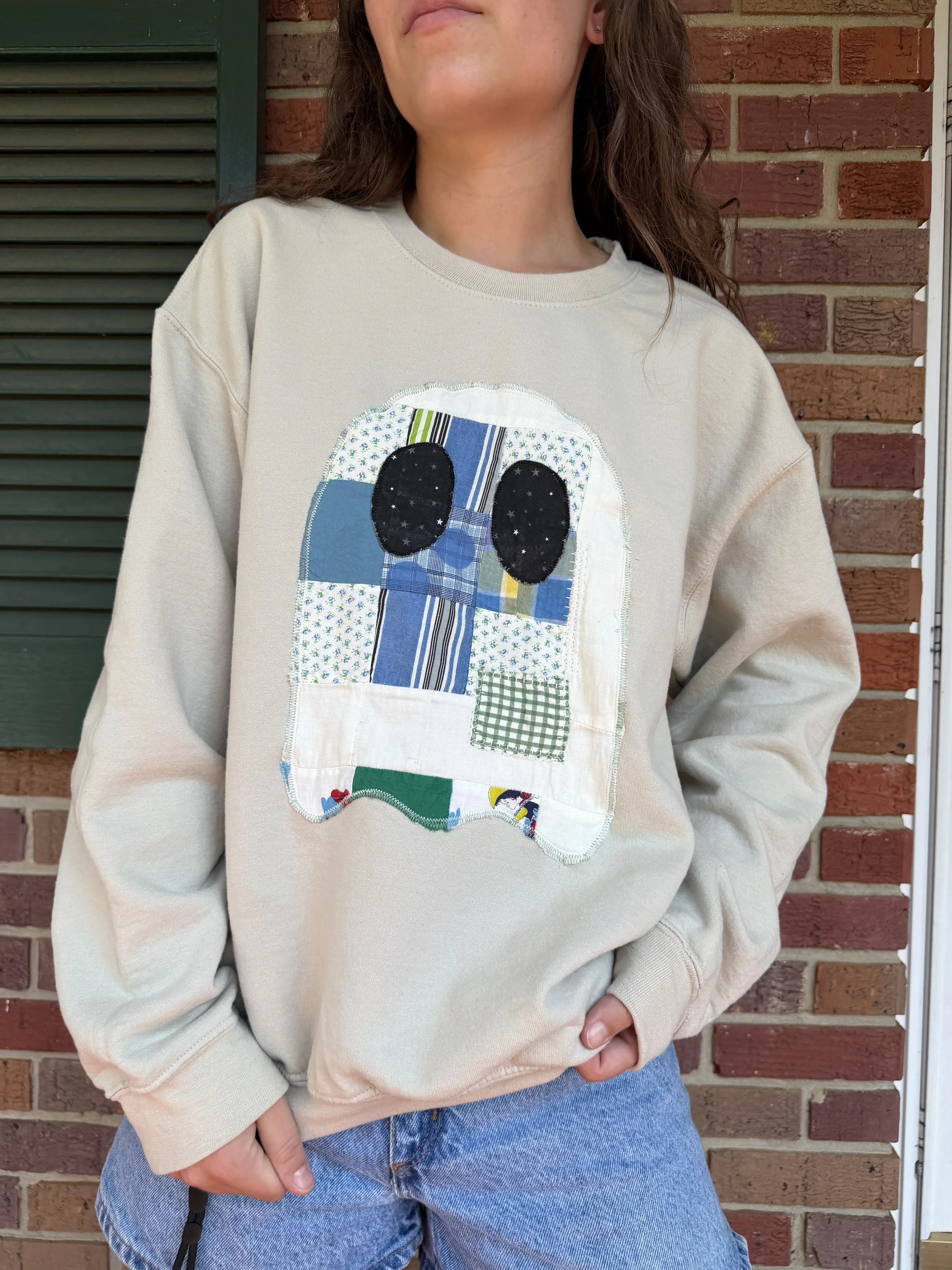 Quilt Ghost Sweatshirt (Tan/Blue) - M