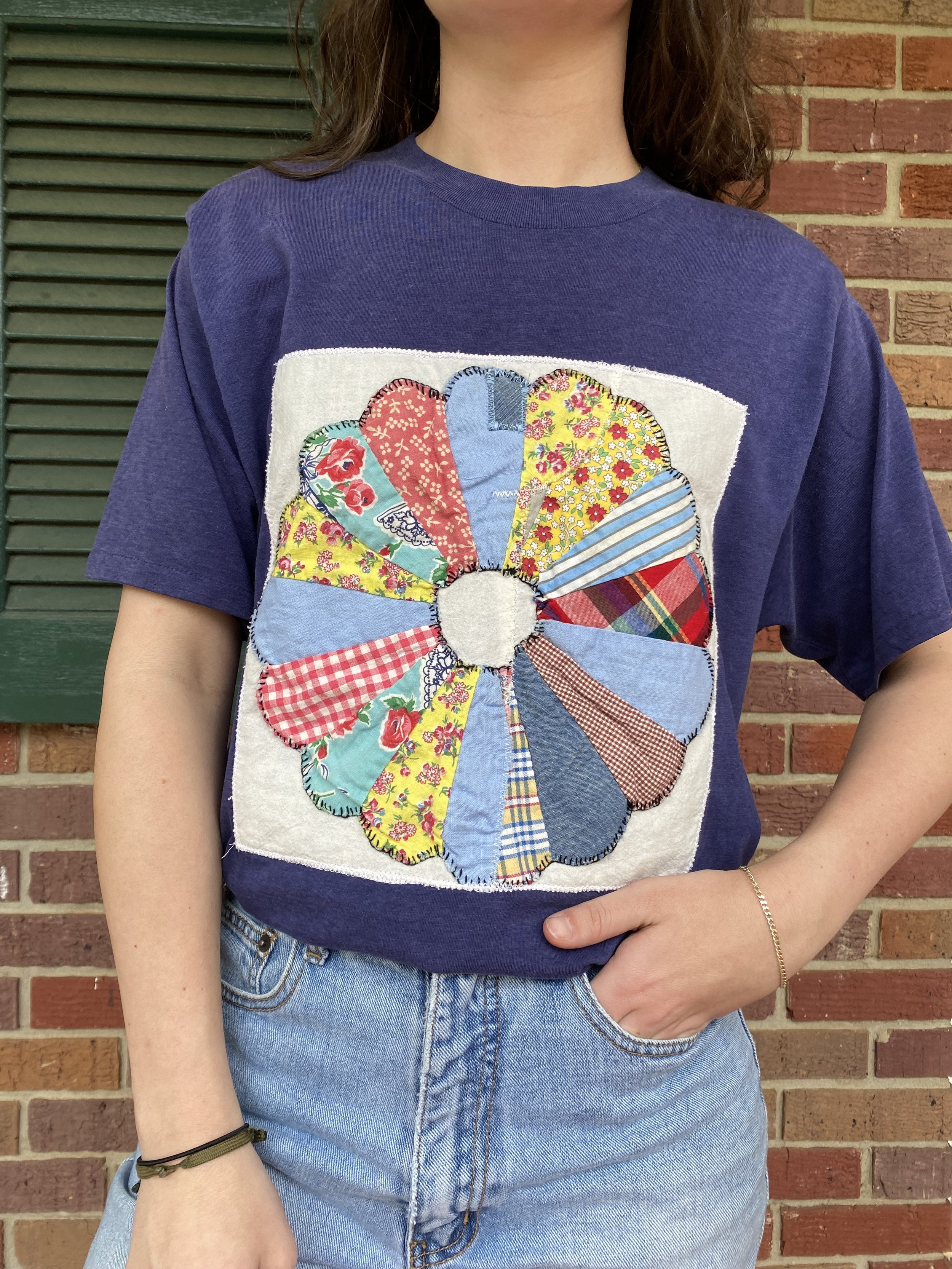Vintage Quilt Patch Shirt - S/M