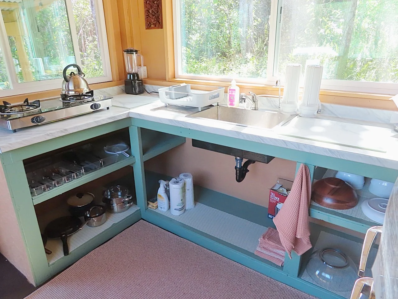 Spacious kitchen with most conveniences. Excellent quality water filtration so you can drink from the sink or fill water bottles.