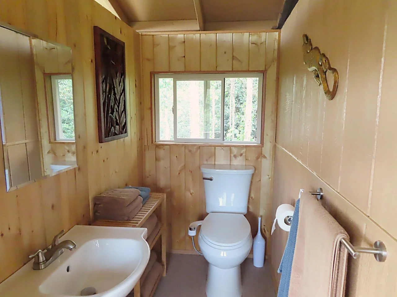 Bathroom connected to the bedroom. Toilet with bidet.