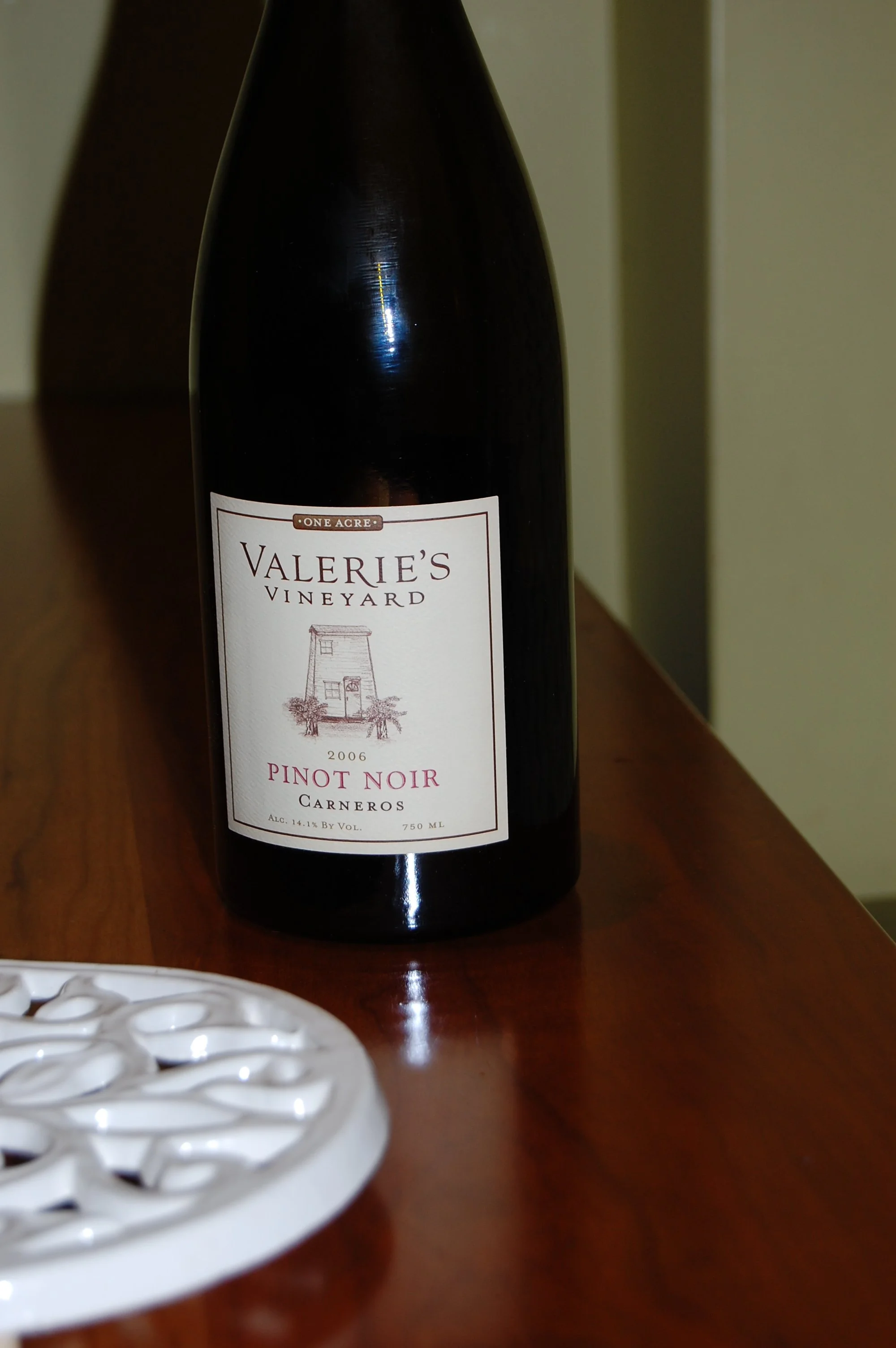 Valerie’s Vineyard Pinot Noir from a one acre vineyard illustrating small production wine and terroir