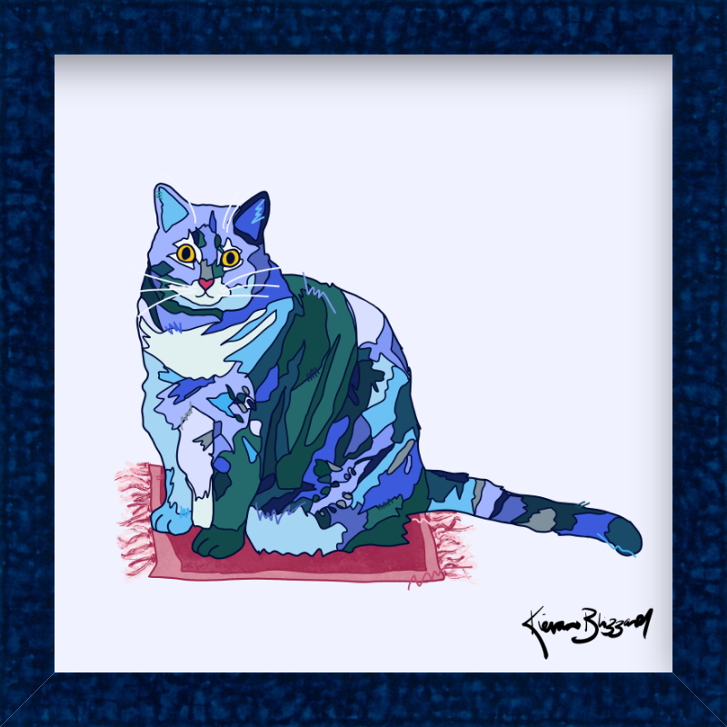 Teal Meowslim Cat Square Print