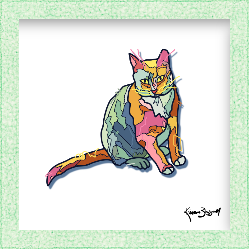 Colorful Goose Cat Square Print