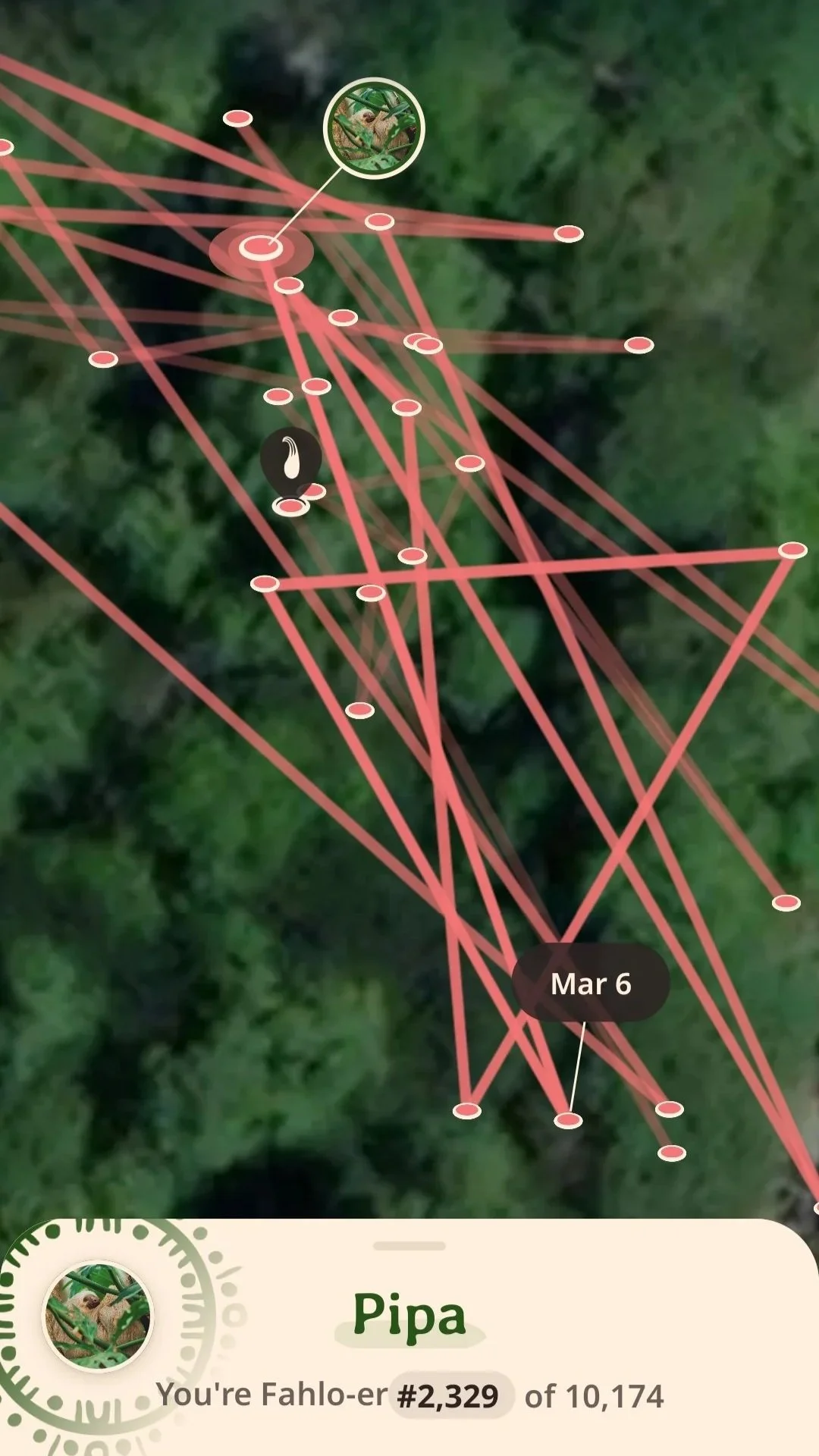 screenshot of FAHLO wildlife tracking app