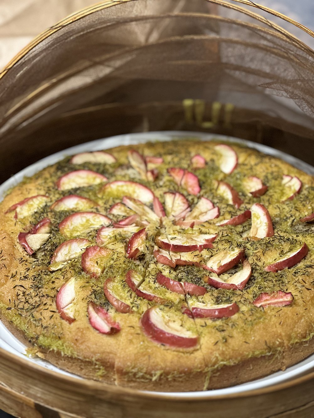 Polenta Syrup Cake w/ Apple & Thyme