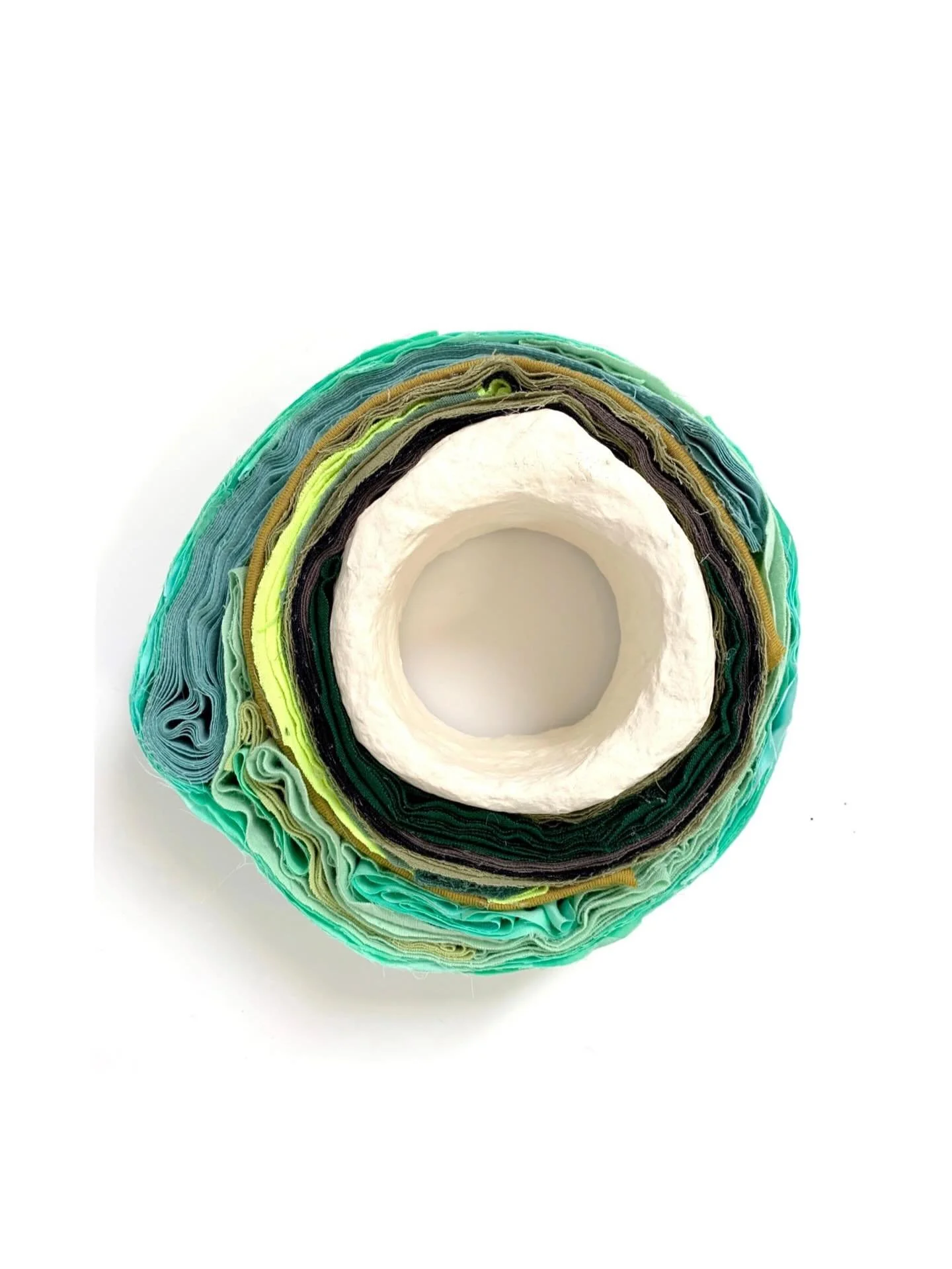 Portal II, 2022
Post-consumer clothing, paper clay
6.5&rdquo; x 6.5&rdquo;
*sold

#artiststudio #studiovisit #textilart #arttextile
#sommerroman #artistprocess
&nbsp;#sculpture&nbsp;#fiberart #fastfashionwaste #fastfashion #postconsumerclothing 
#sof