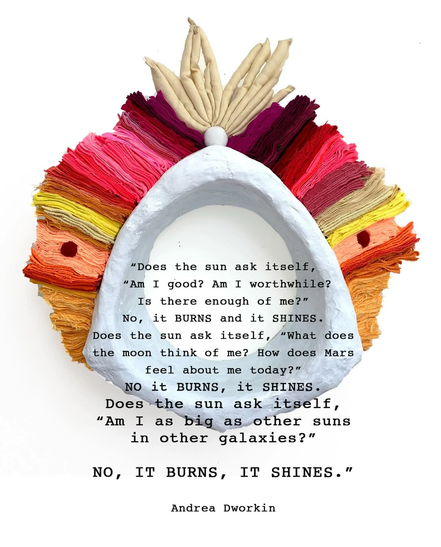 &ldquo;Your Birthright Crown of Aliveness&rdquo;, 2025
post-consumer fabric, paper clay
16.5&rdquo; L x 17&rdquo; H x 5&rdquo; D

$2000

#andreadworkin
#arttextile 
#sommerroman #slocountyarts #slocountyartscouncil #artafterdarkSLO #FirstFriday #shar